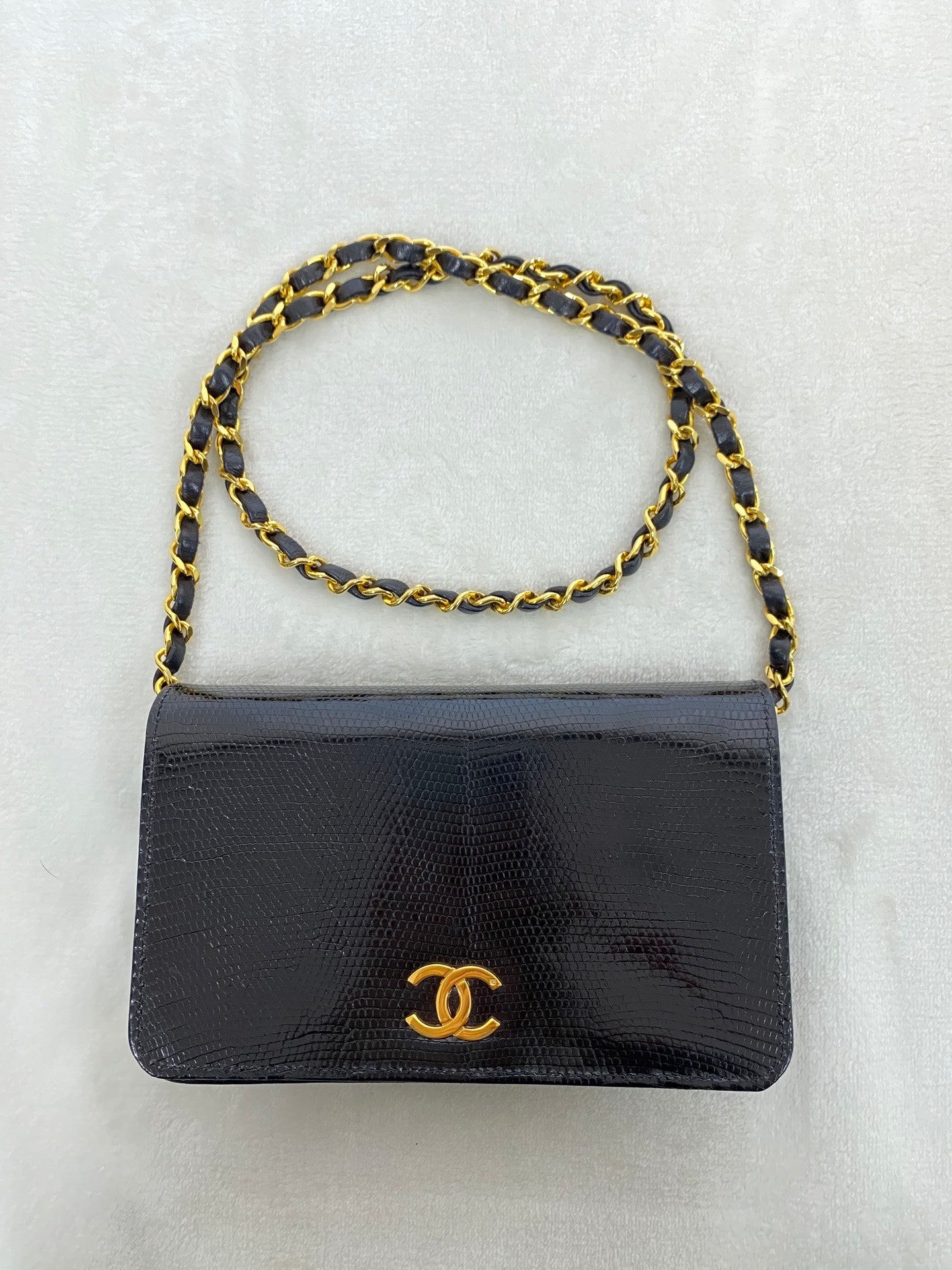 CHANEL Coco-Mark Lizzard Leather Shoulderbag