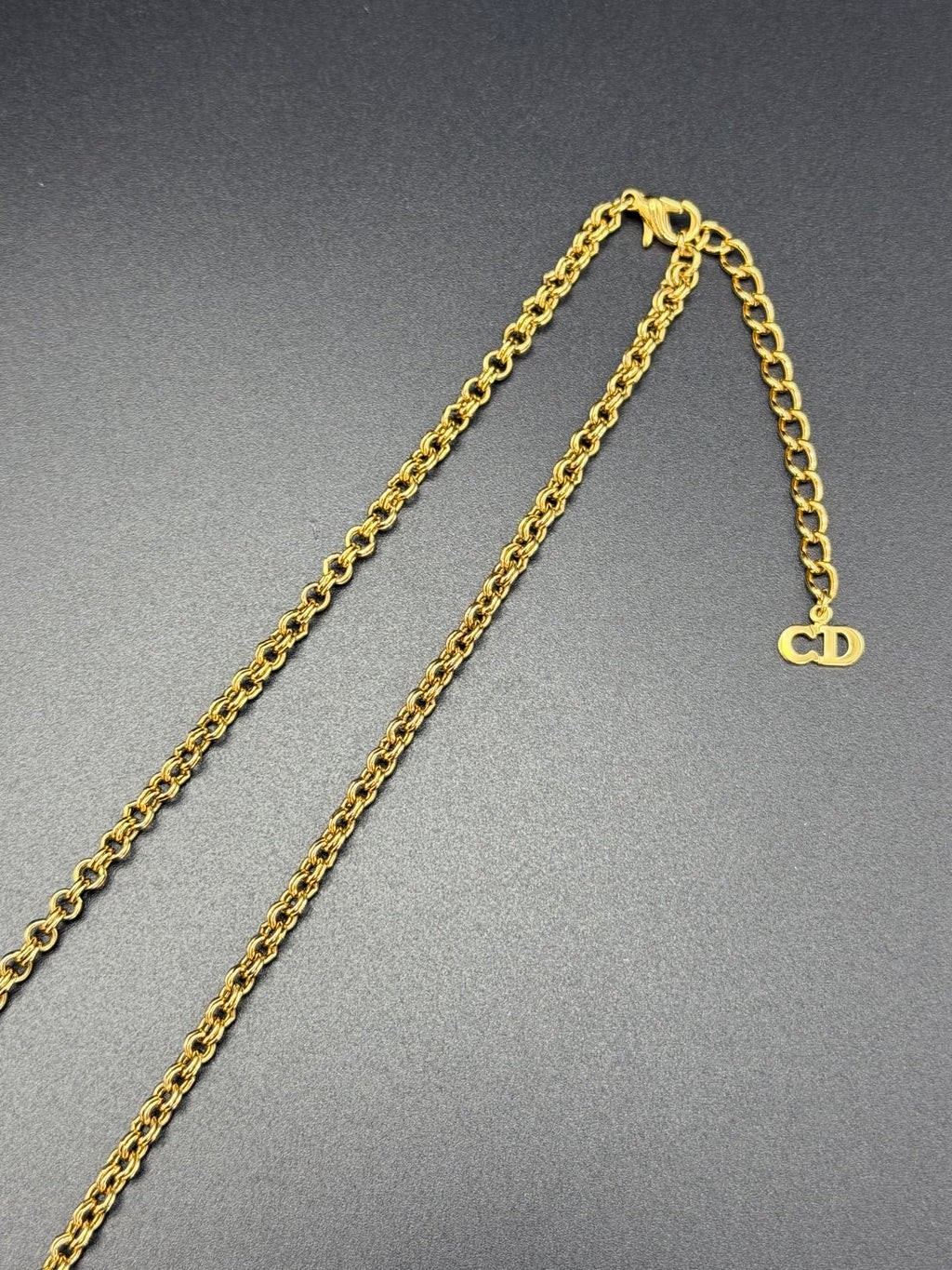 CHRISTIAND DIOR Logo Rhinestone Necklace