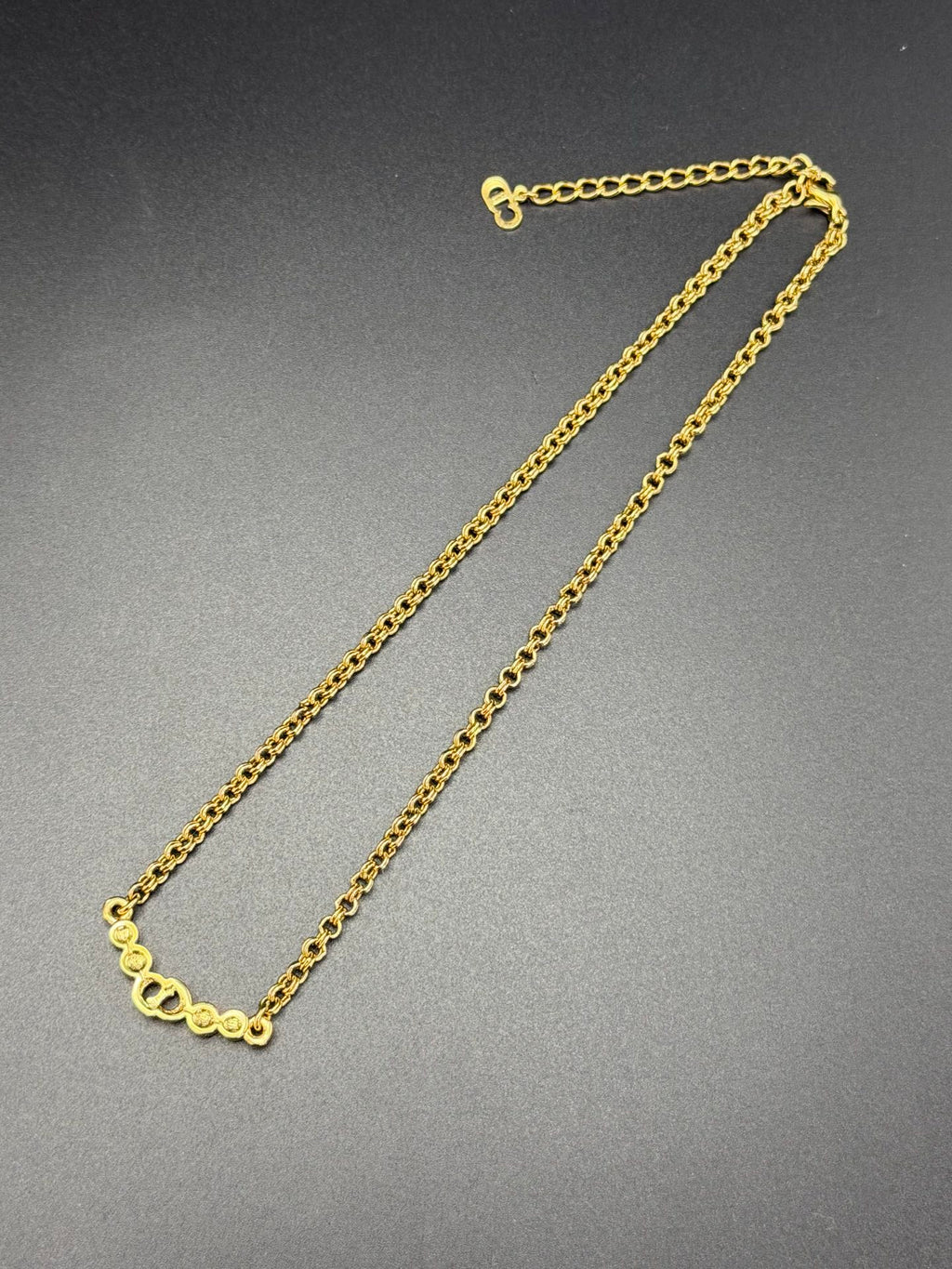 CHRISTIAND DIOR Logo Rhinestone Necklace