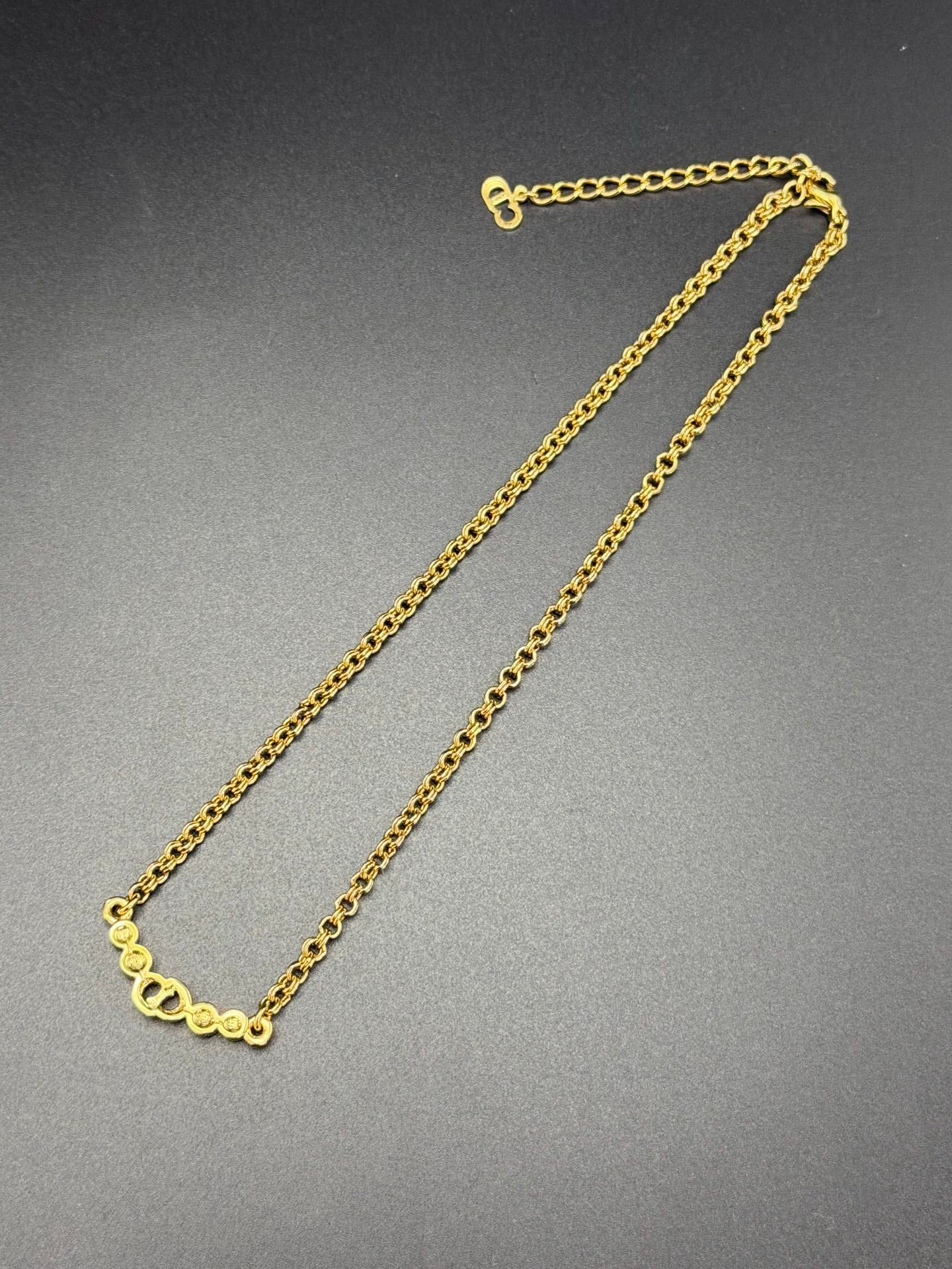 CHRISTIAND DIOR Logo Rhinestone Necklace