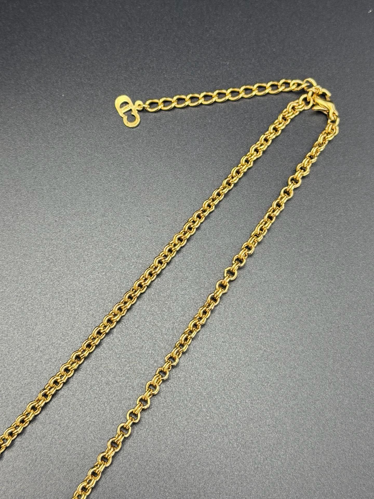 CHRISTIAND DIOR Logo Rhinestone Necklace