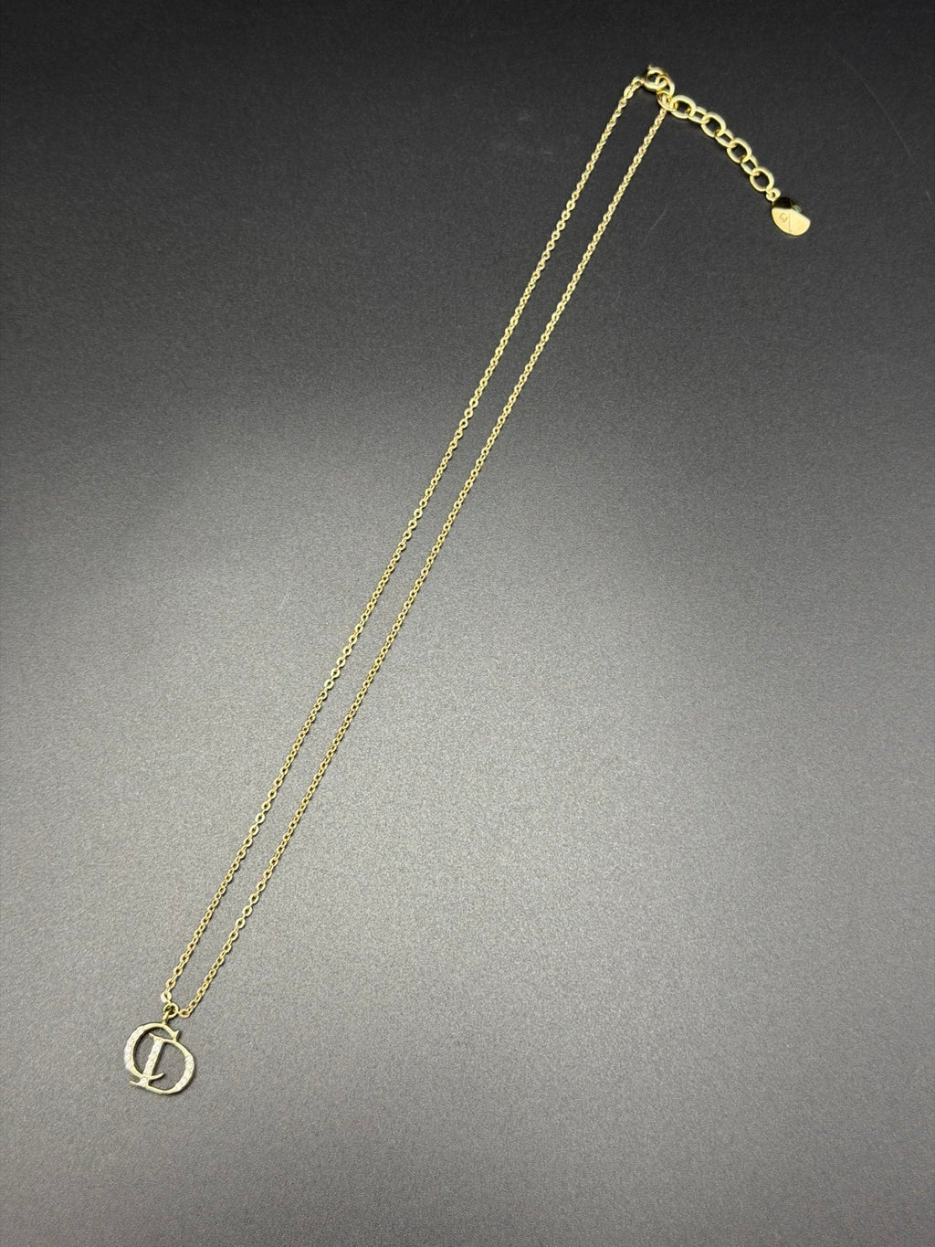 CHRISTIAND DIOR Rhinestone CD Logo Necklace