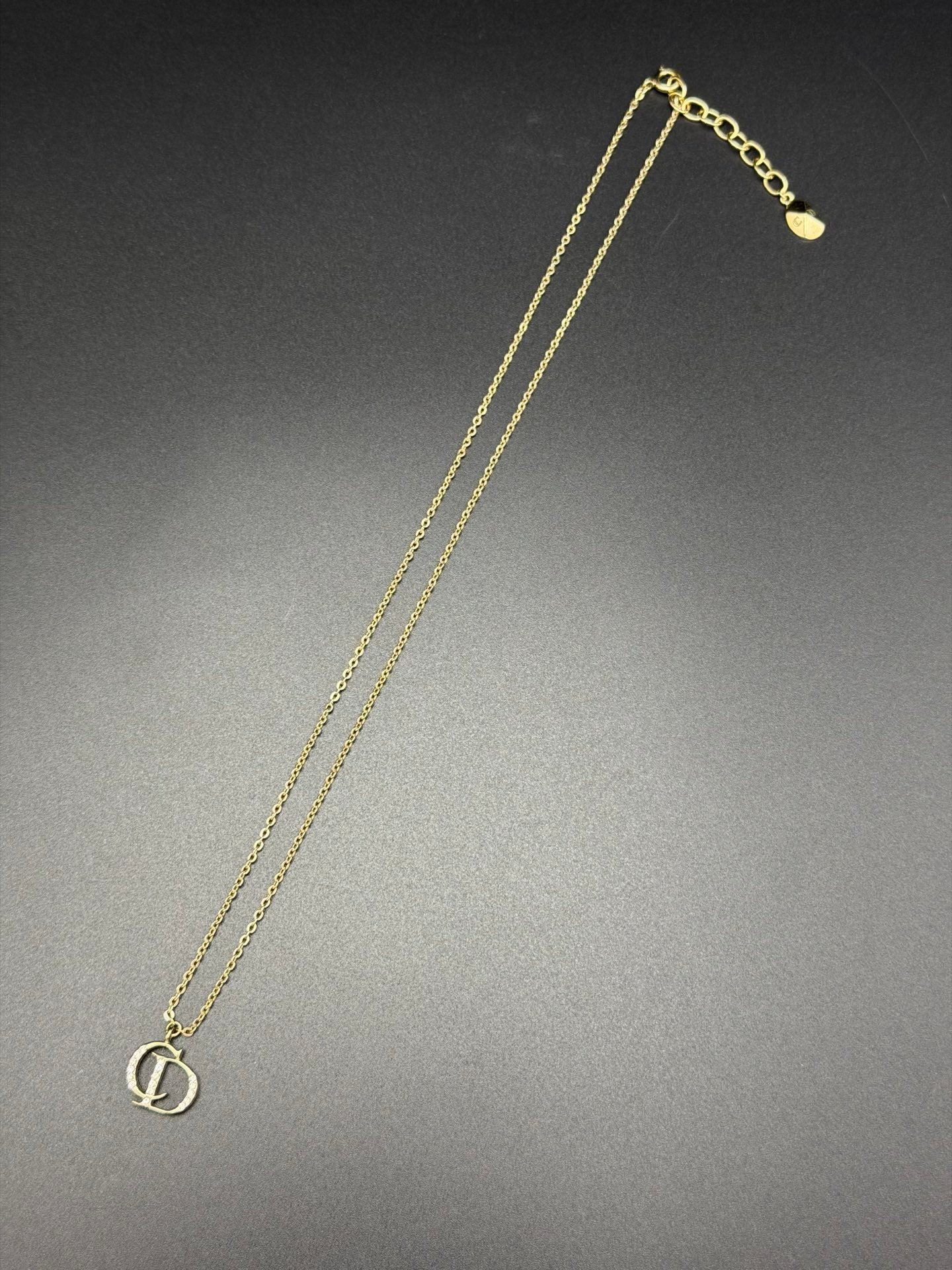 CHRISTIAND DIOR Rhinestone CD Logo Necklace
