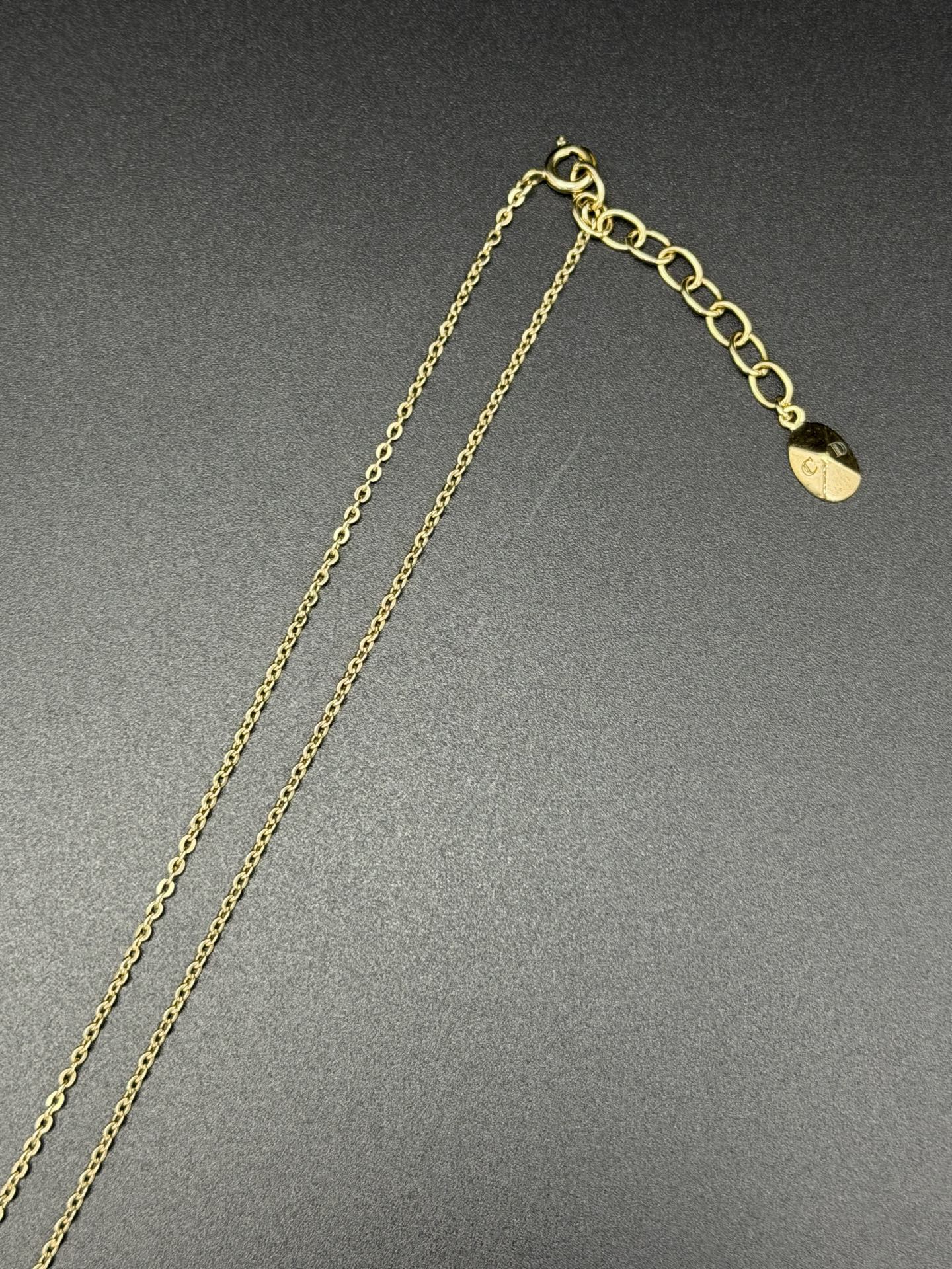 CHRISTIAND DIOR Rhinestone CD Logo Necklace