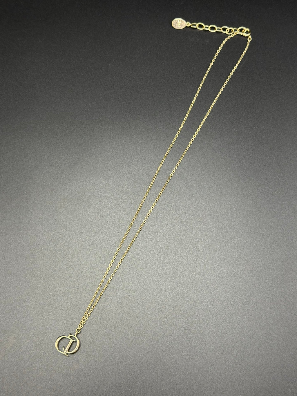CHRISTIAND DIOR Rhinestone CD Logo Necklace