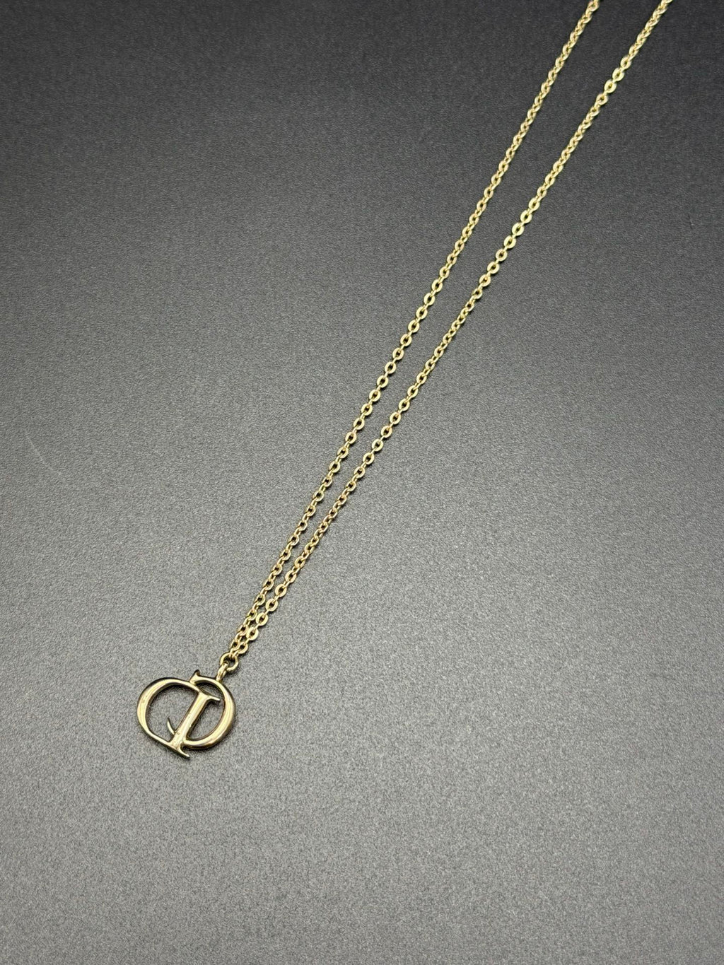 CHRISTIAND DIOR Rhinestone CD Logo Necklace