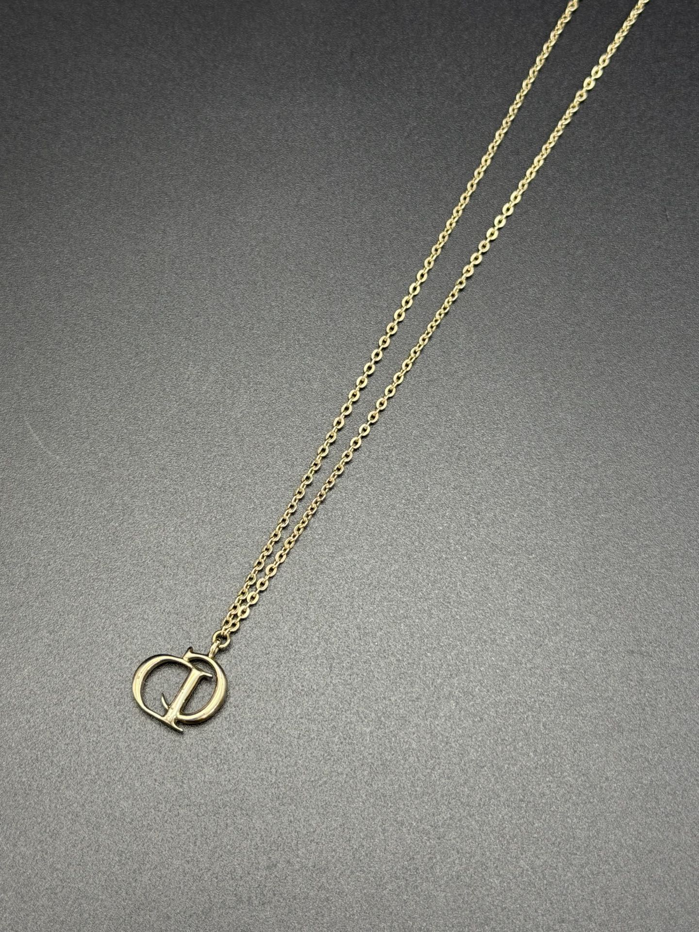 CHRISTIAND DIOR Rhinestone CD Logo Necklace