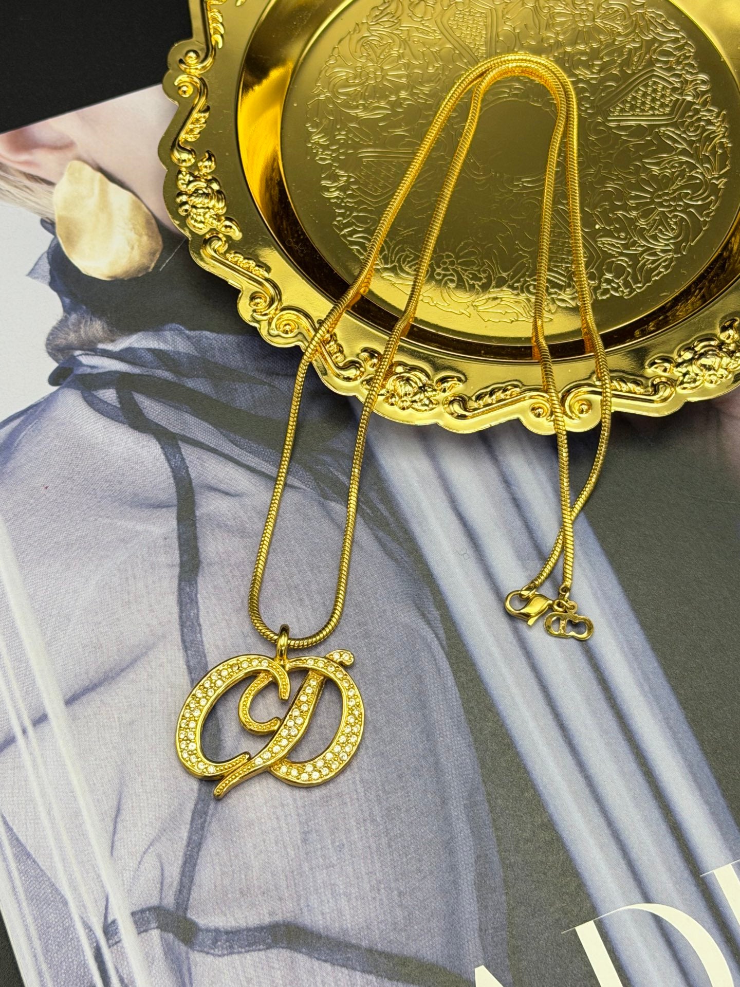 CHRISTIAN DIOR CD logo Necklace