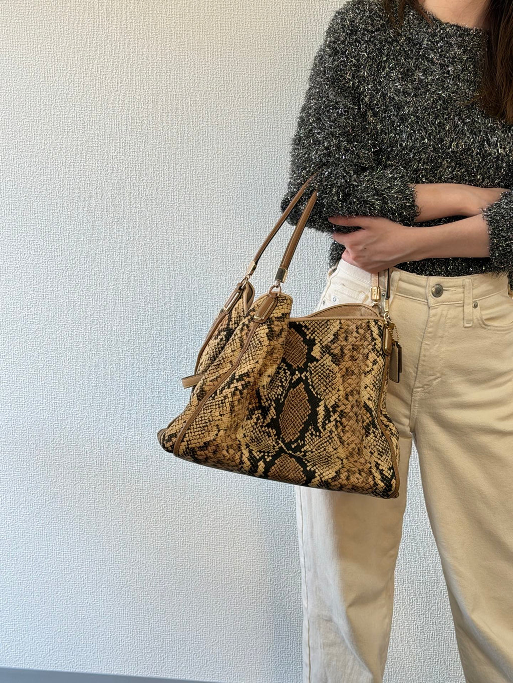 COACH Snake-embossed Hobo Shoulderbag