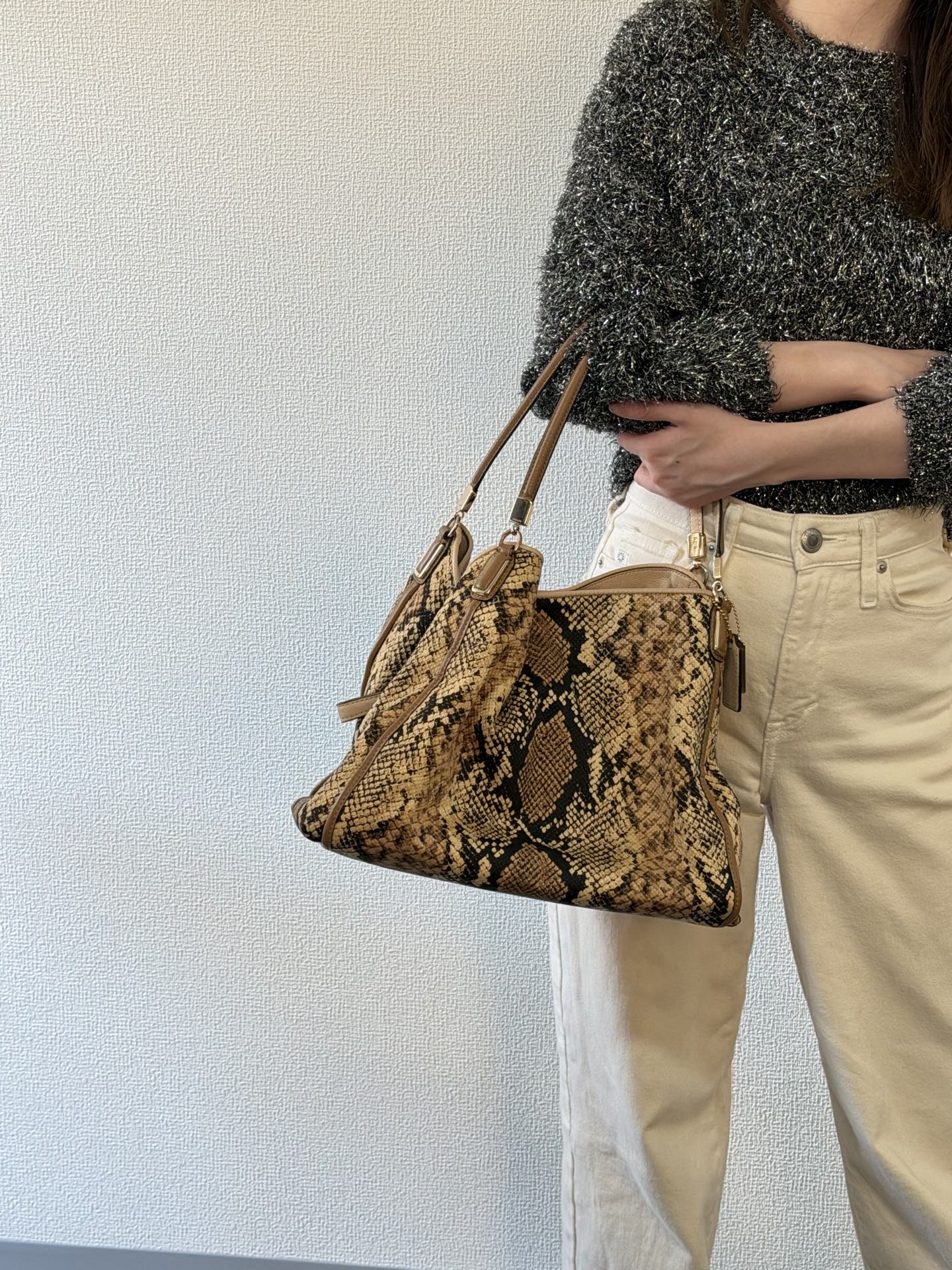 COACH Snake-embossed Hobo Shoulderbag