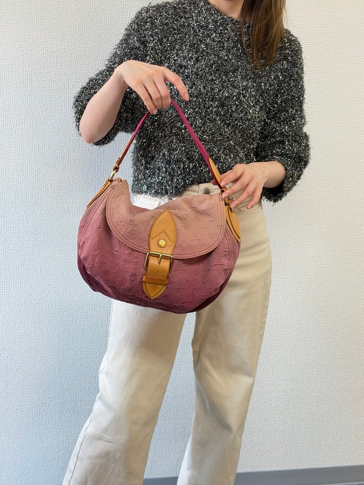 LOUIS VUITTON Duration Denim Monogram Handbag