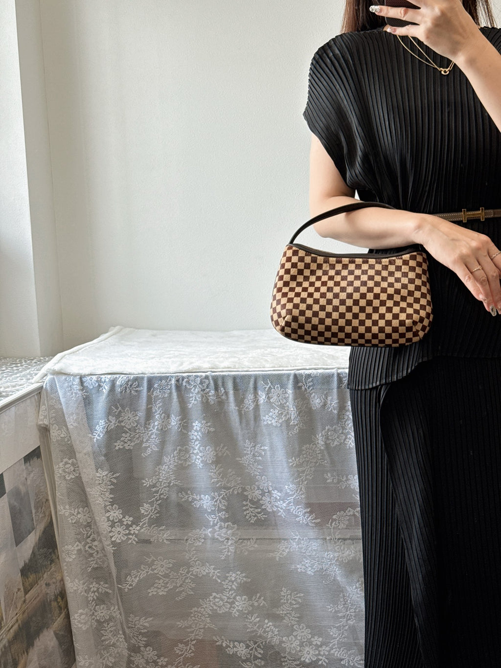 LOUIS VUITTON Damier Fur Handbag