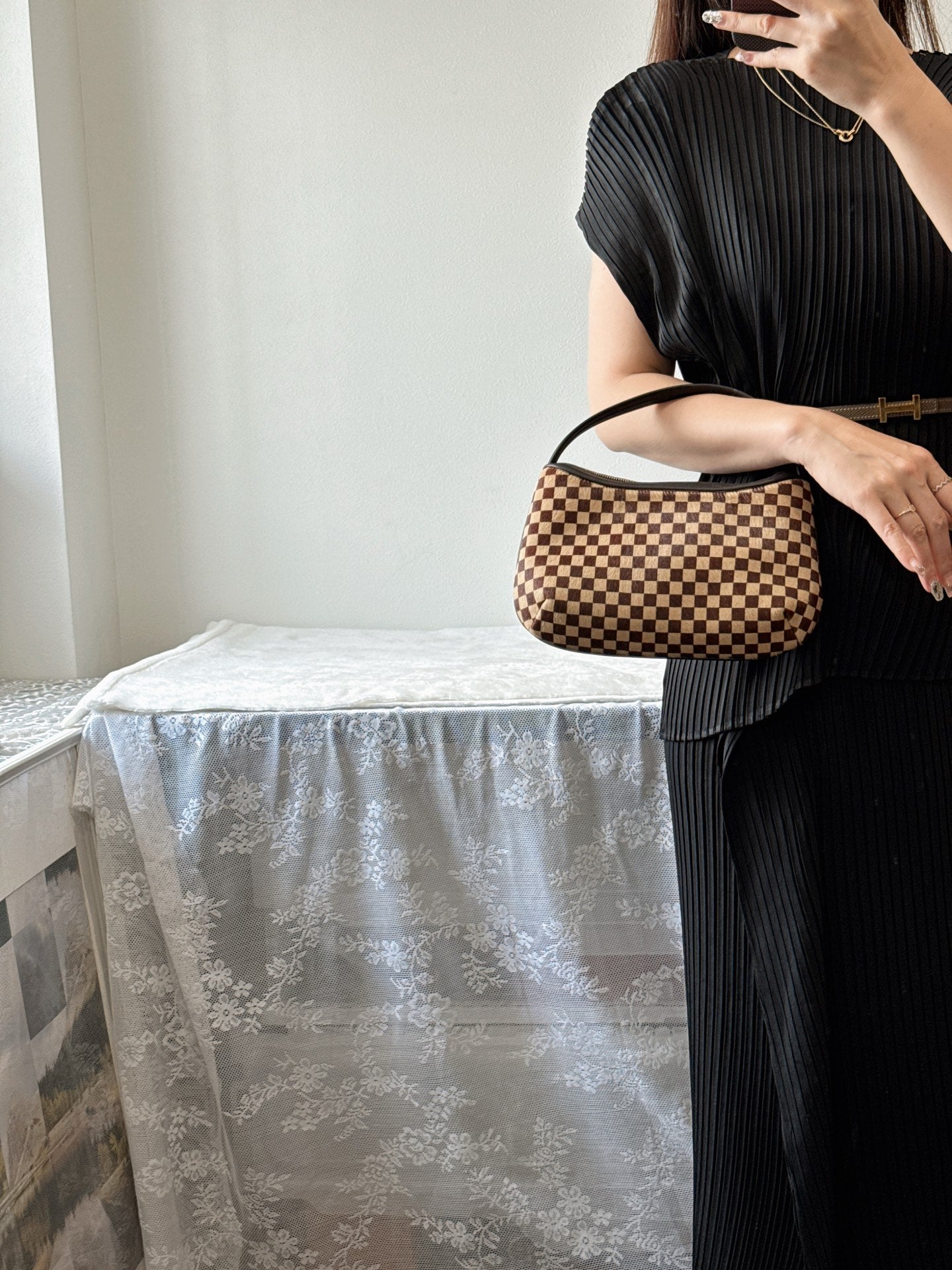 LOUIS VUITTON Damier Fur Handbag