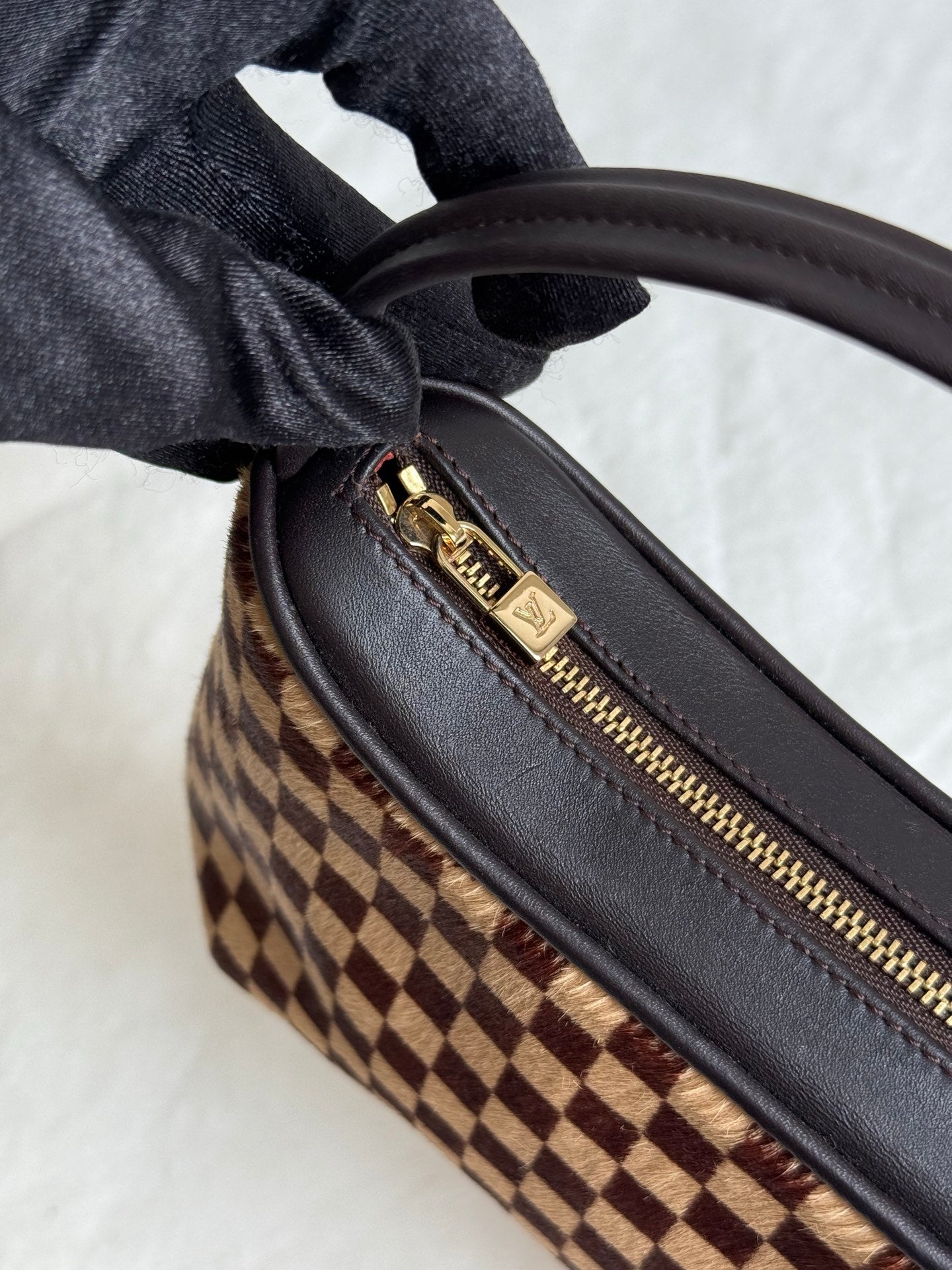 LOUIS VUITTON Damier Fur Handbag