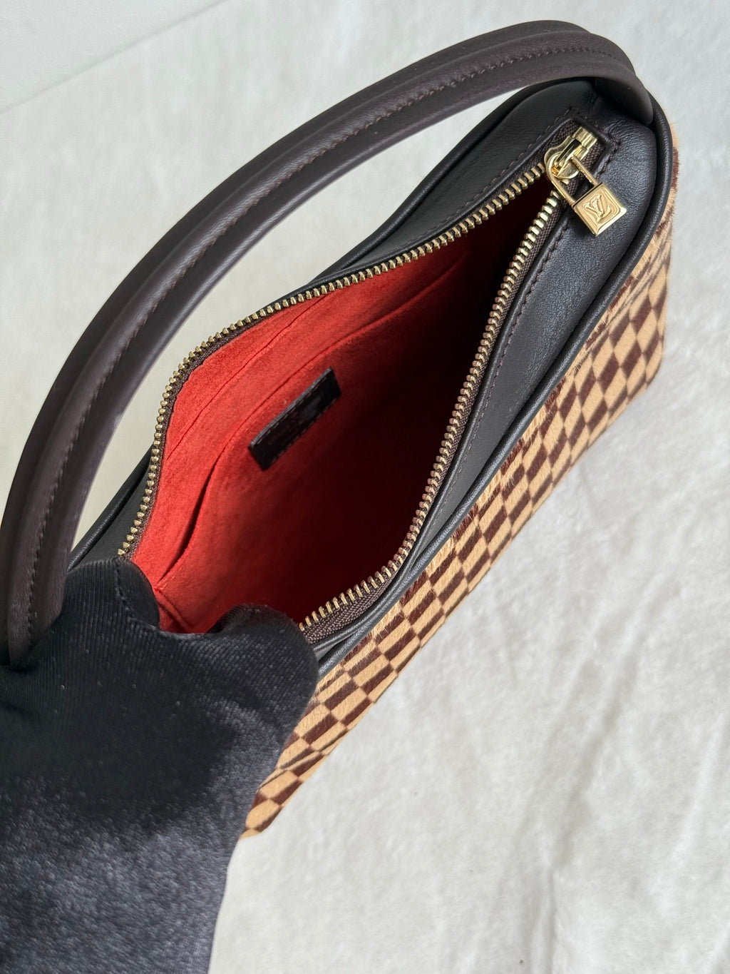 LOUIS VUITTON Damier Fur Handbag