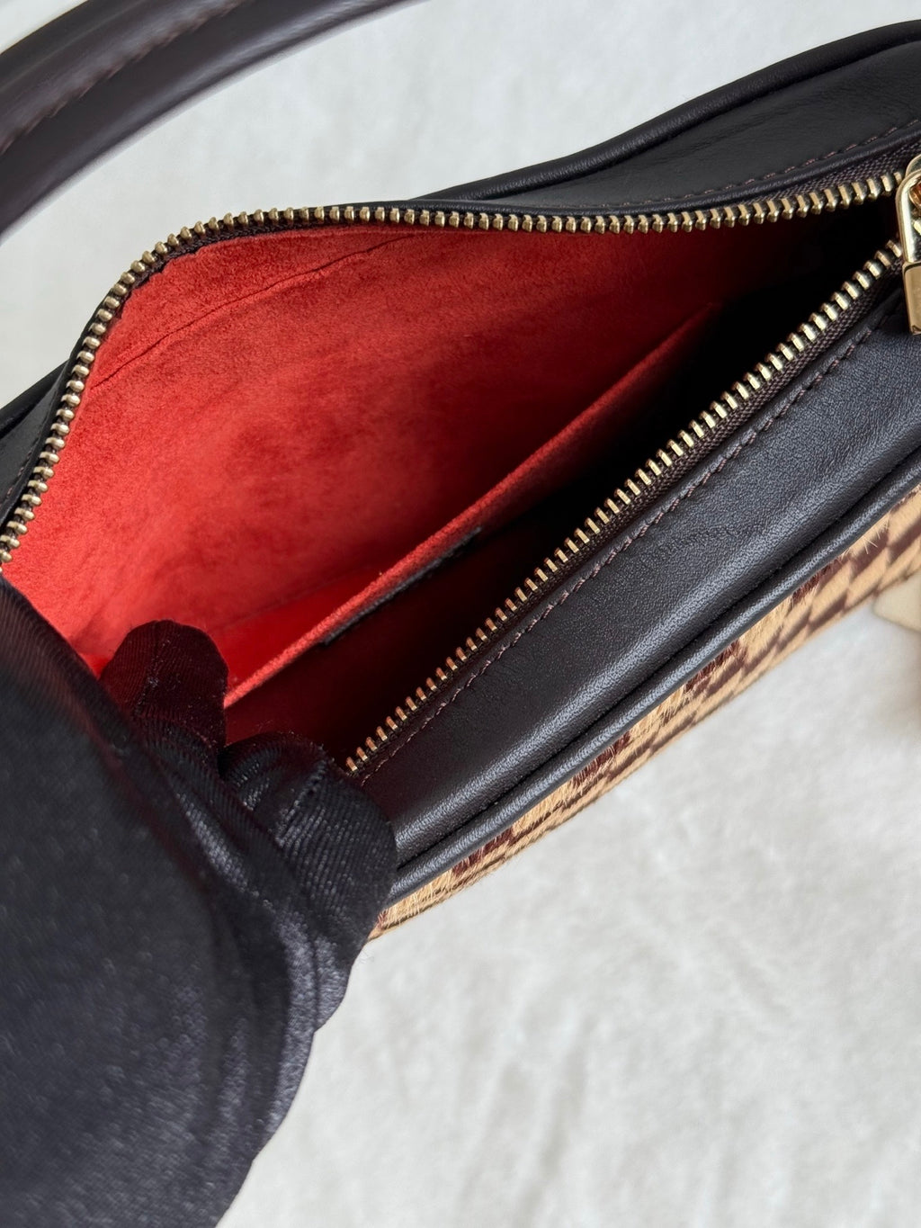 LOUIS VUITTON Damier Fur Handbag
