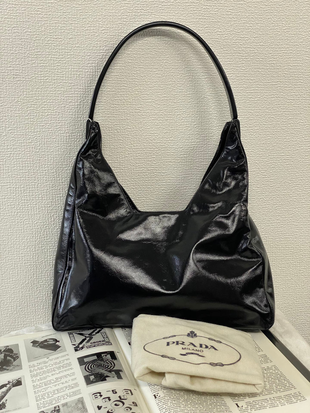 PRADA Patent Leather Hobo Bag