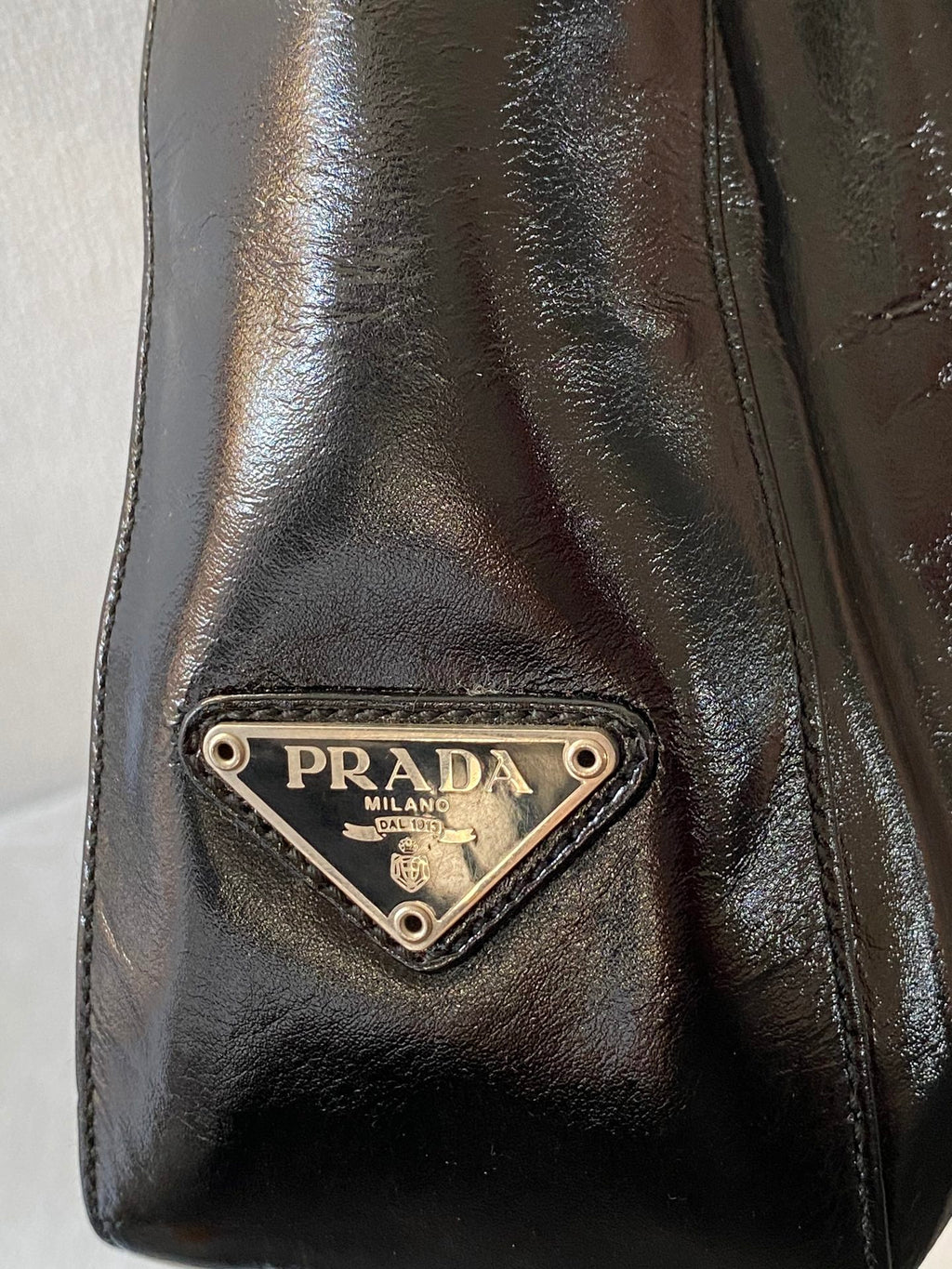 PRADA Patent Leather Hobo Bag