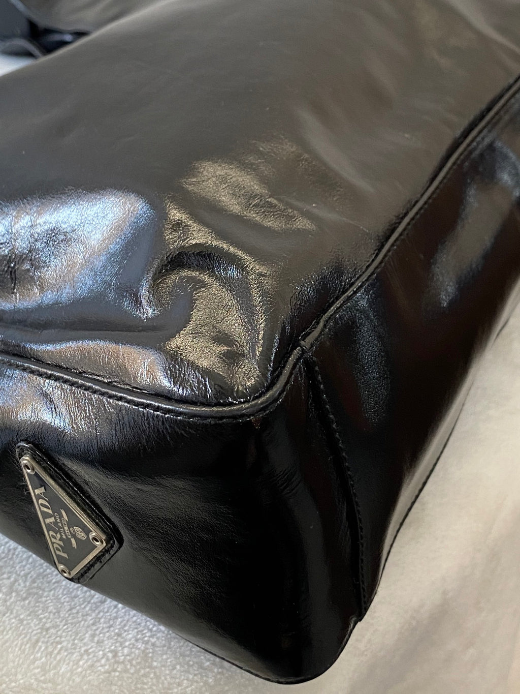 PRADA Patent Leather Hobo Bag
