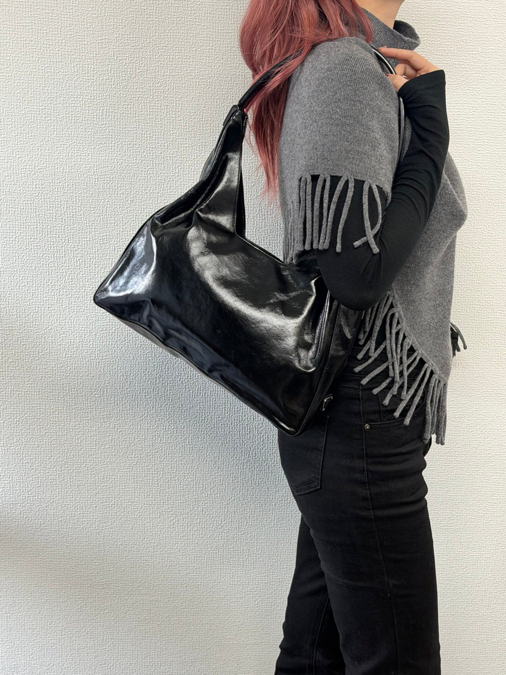 PRADA Patent Leather Hobo Bag