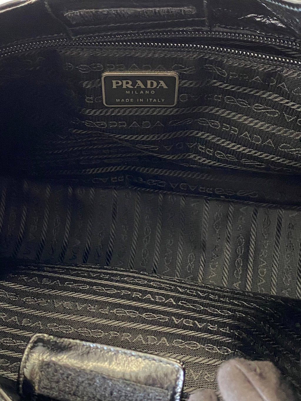 PRADA Patent Leather Hobo Bag