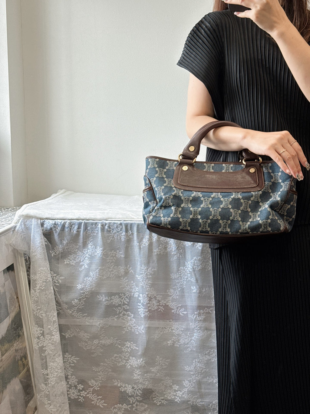 CELINE Macadam Denim Handbag