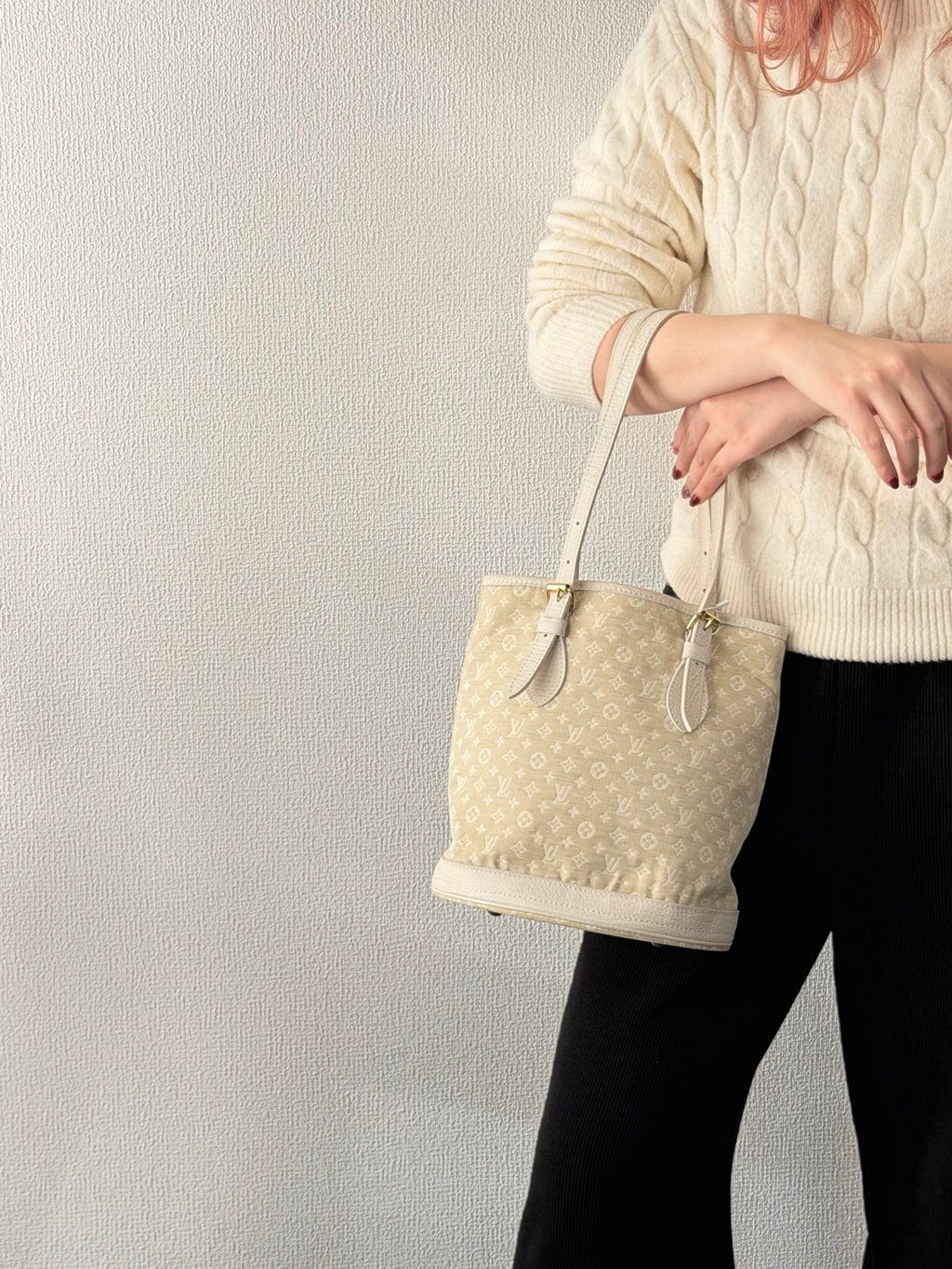 LOUIS VUITTON Monogram Denim Bucket Shoulderbag