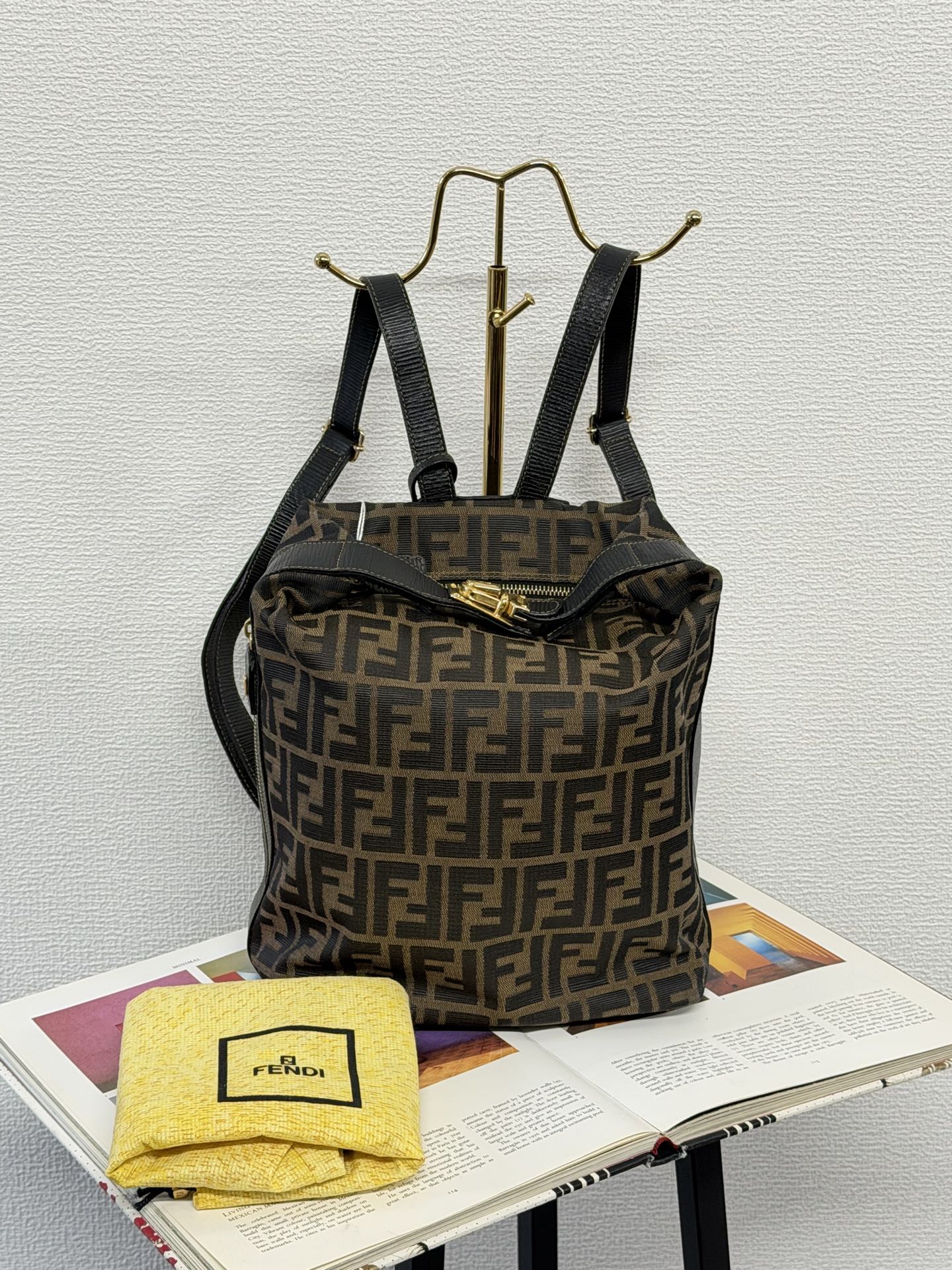 FENDI Zucca Golden Lock Backpack