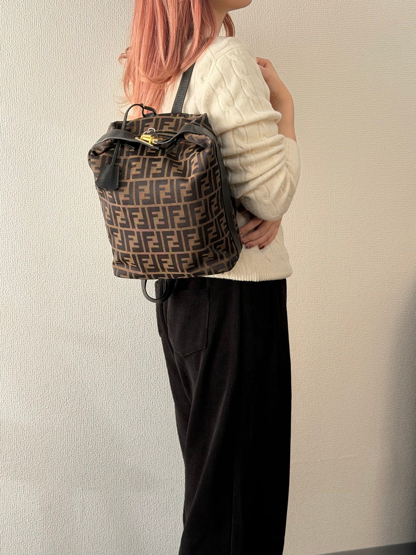 FENDI Zucca Golden Lock Backpack