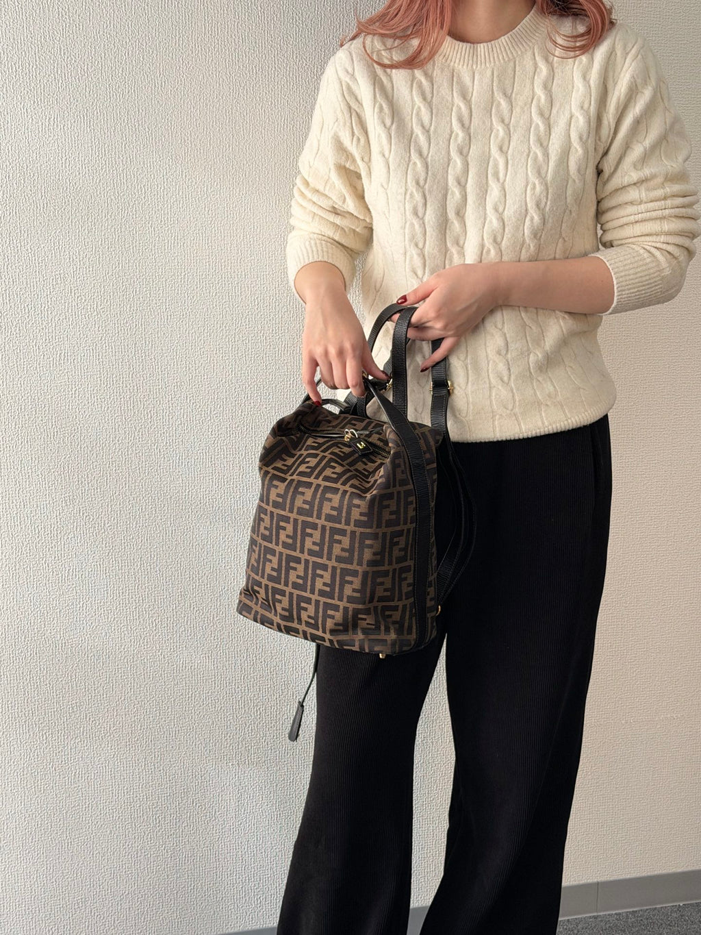 FENDI Zucca Golden Lock Backpack