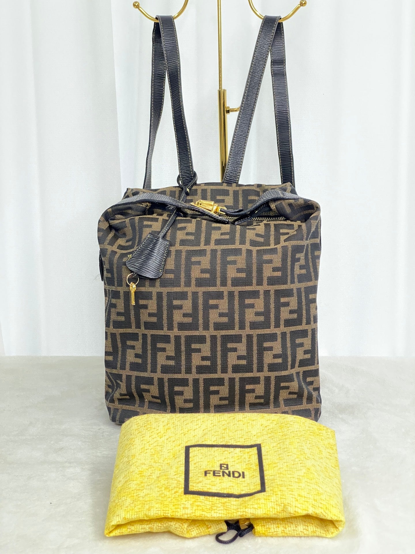 FENDI Zucca Golden Lock Backpack