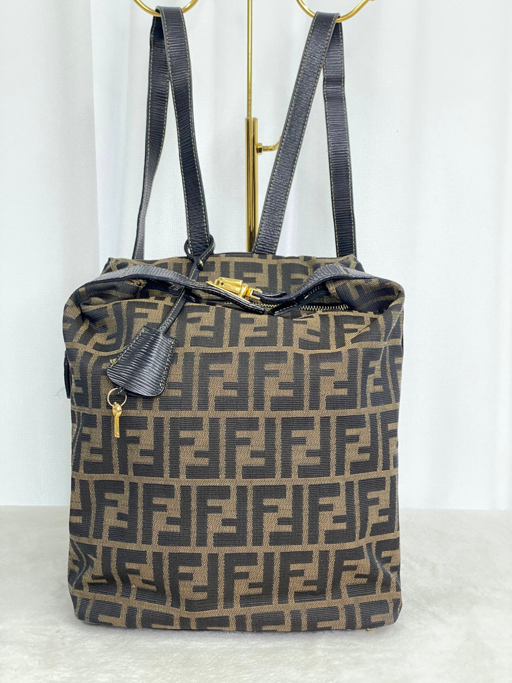 FENDI Zucca Golden Lock Backpack