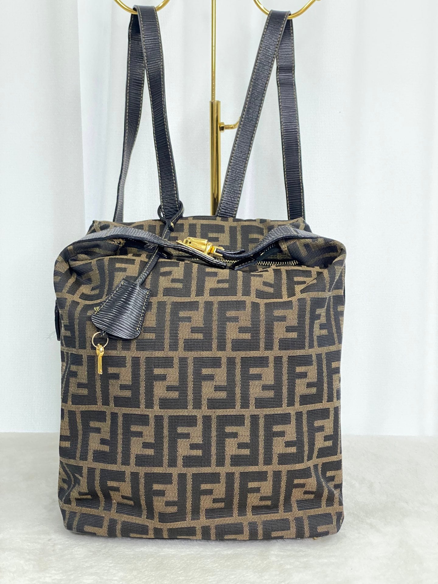 FENDI Zucca Golden Lock Backpack