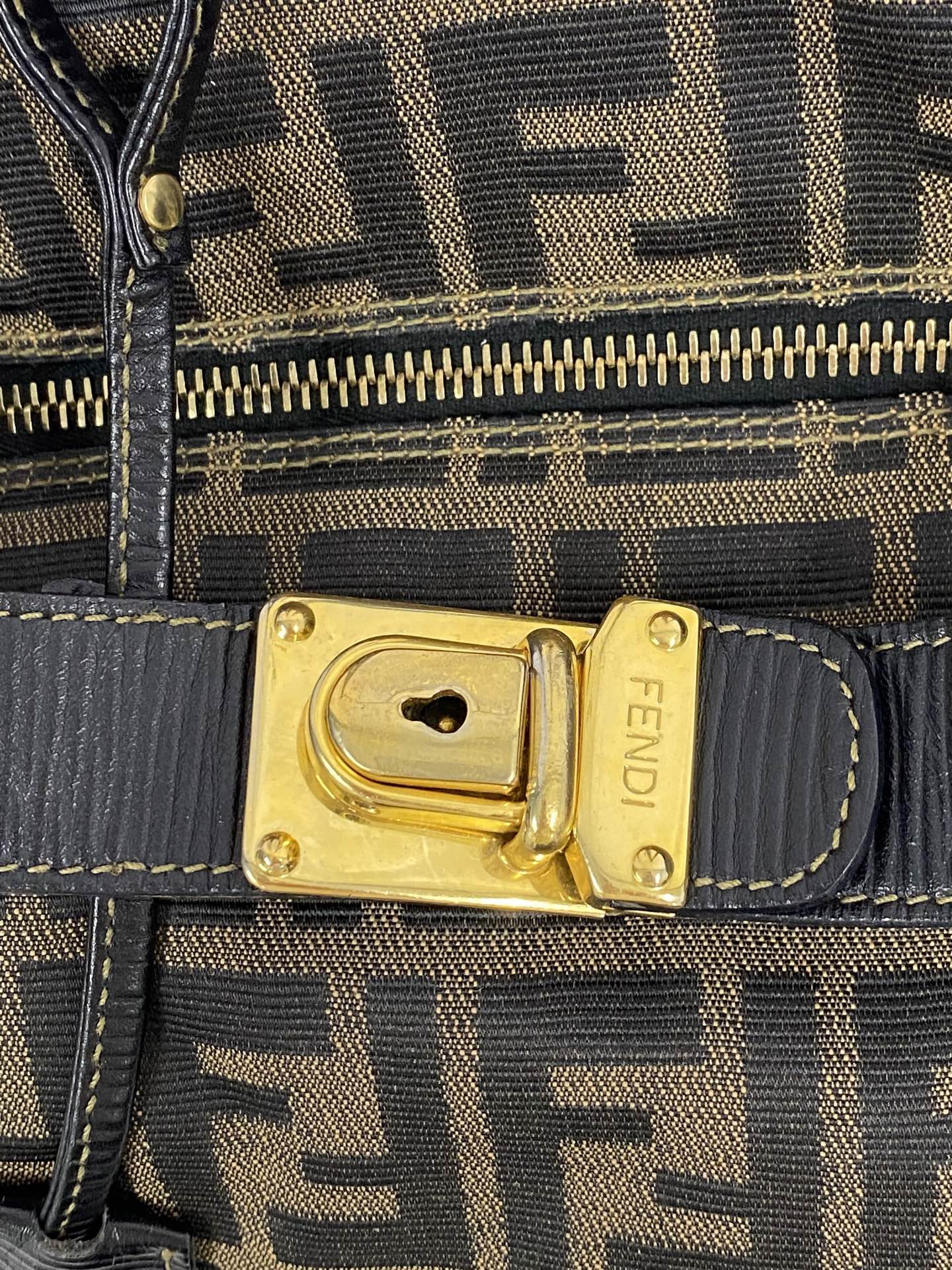 FENDI Zucca Golden Lock Backpack