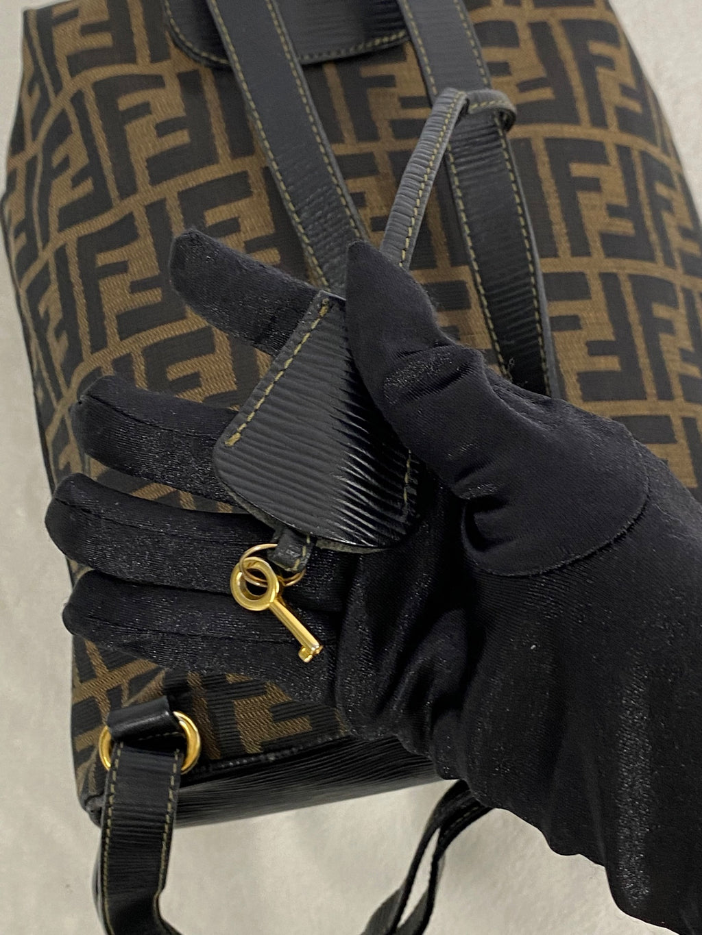 FENDI Zucca Golden Lock Backpack