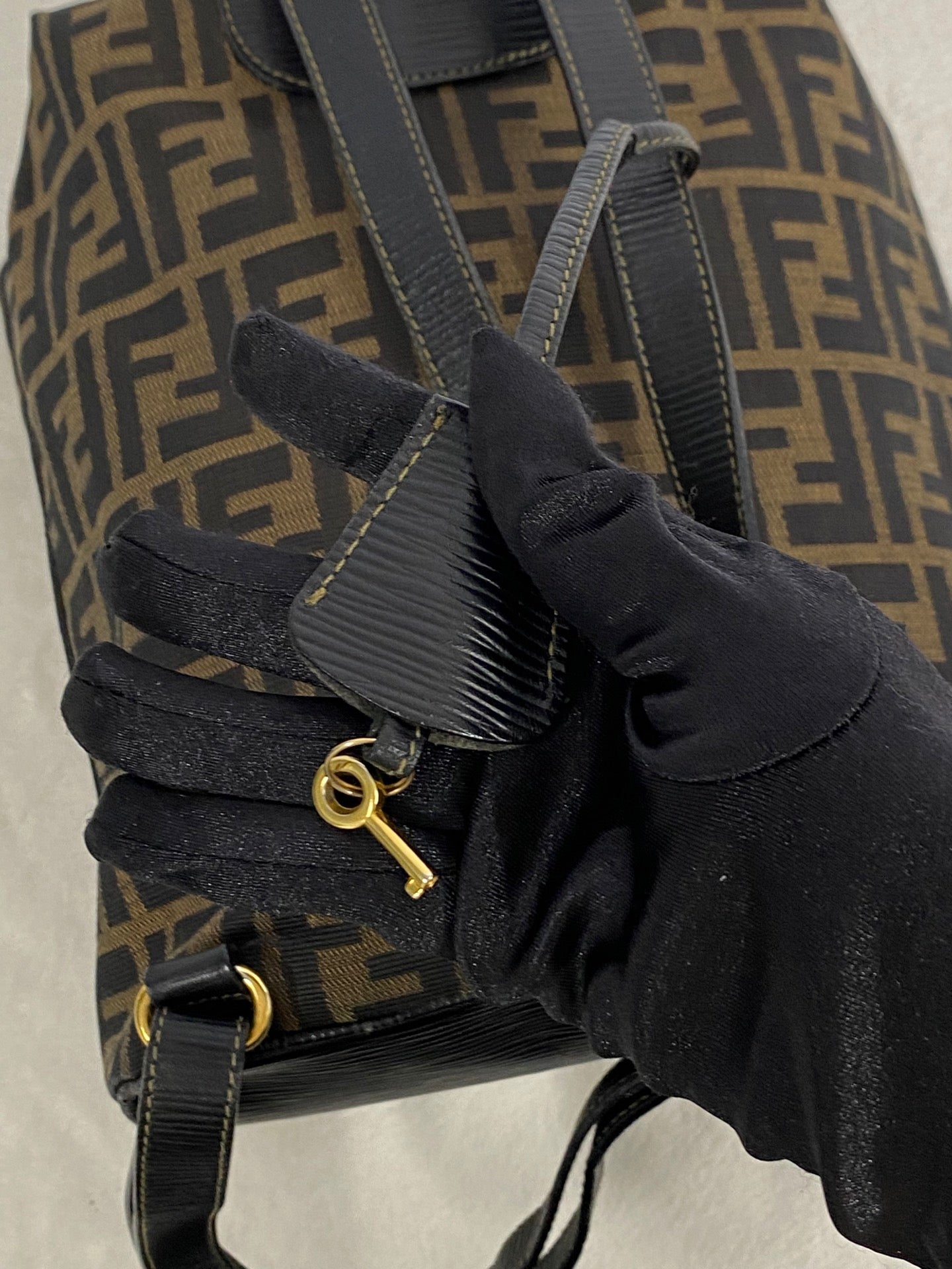 FENDI Zucca Golden Lock Backpack