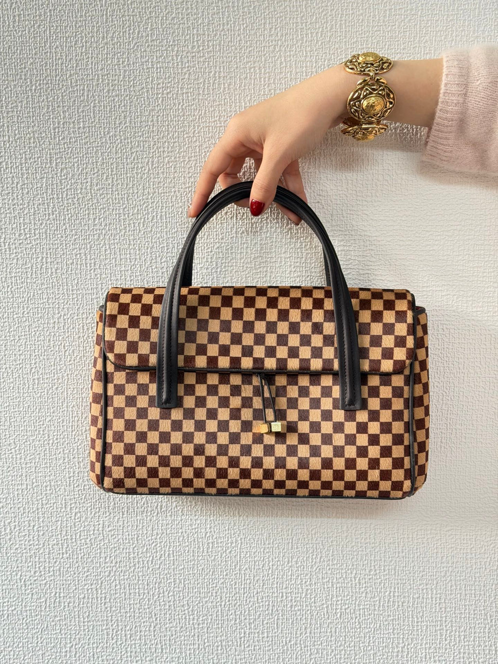 LOUIS VUITTON Damier Fur Handbag