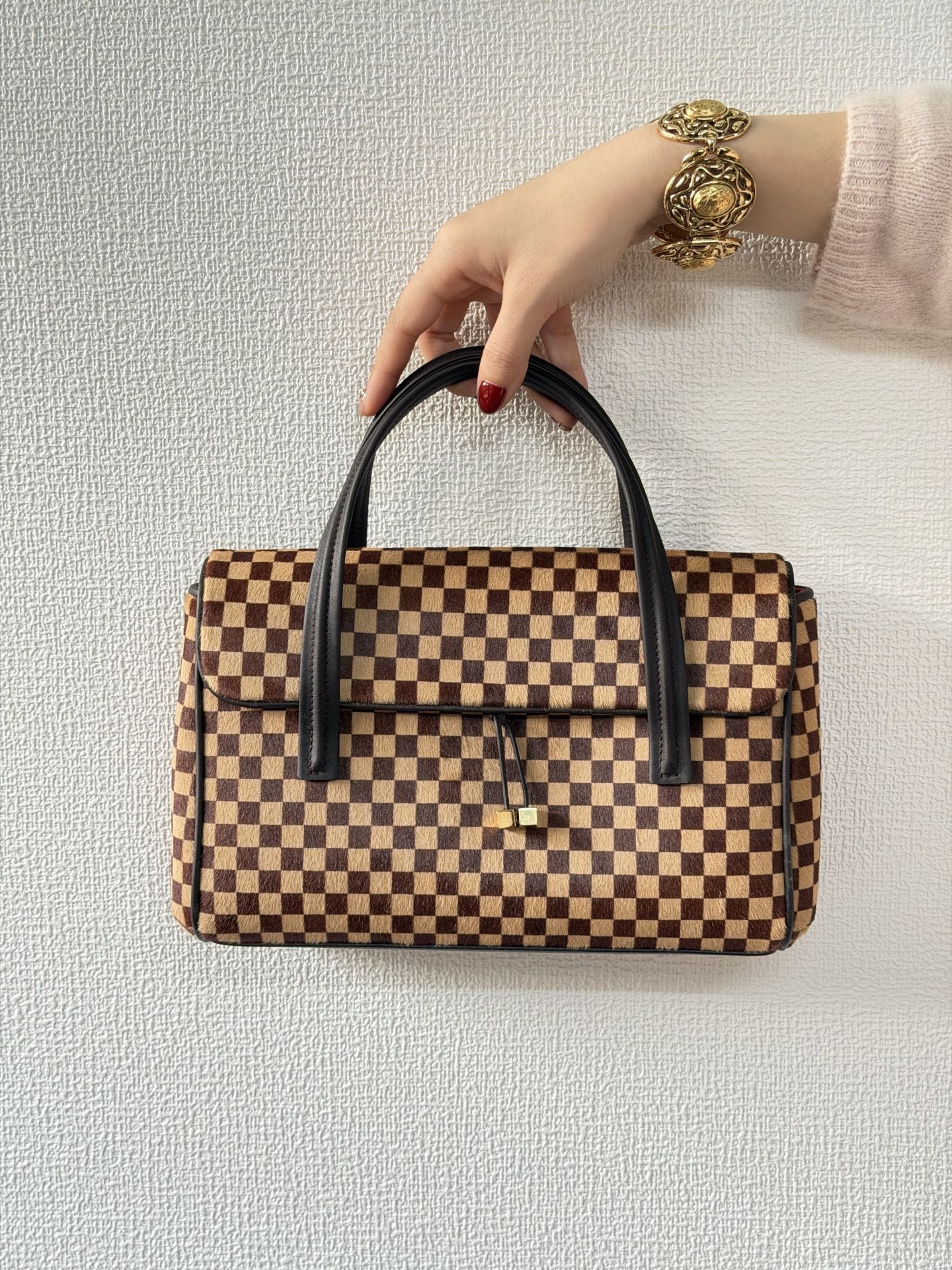 LOUIS VUITTON Damier Fur Handbag