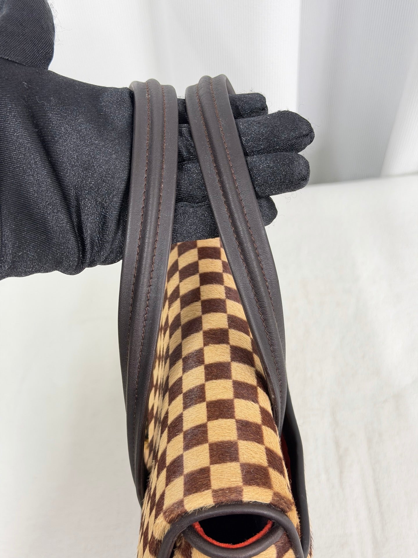 LOUIS VUITTON Damier Fur Handbag