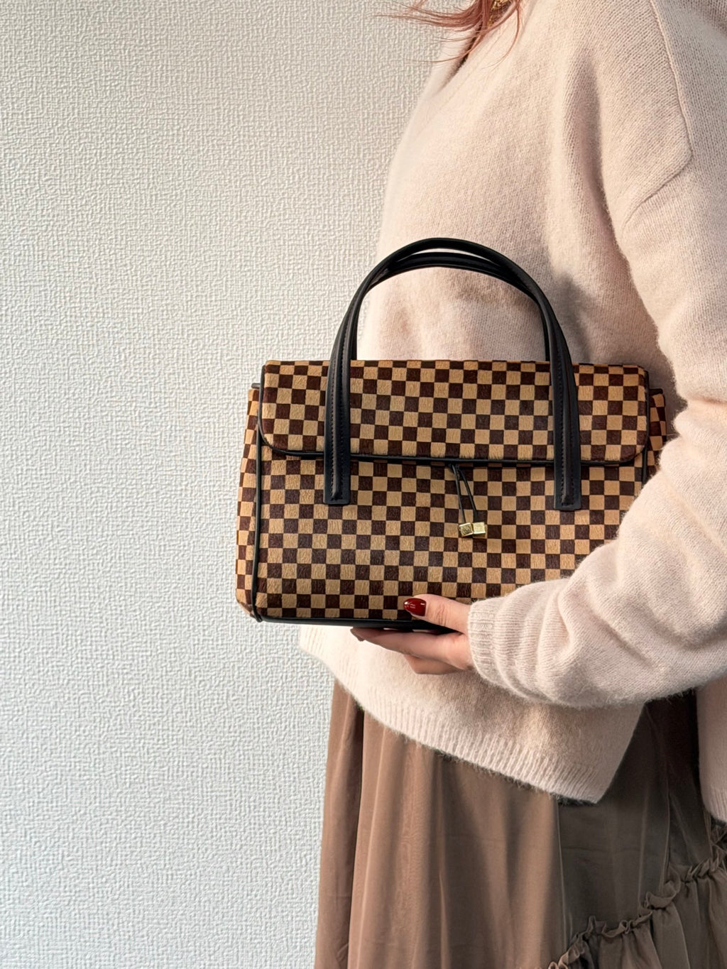 LOUIS VUITTON Damier Fur Handbag