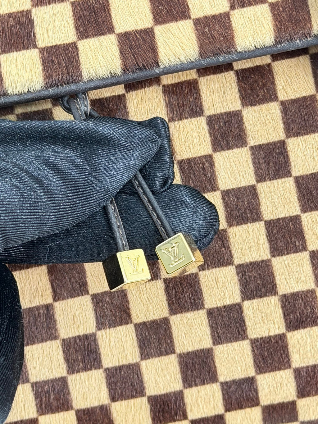 LOUIS VUITTON Damier Fur Handbag