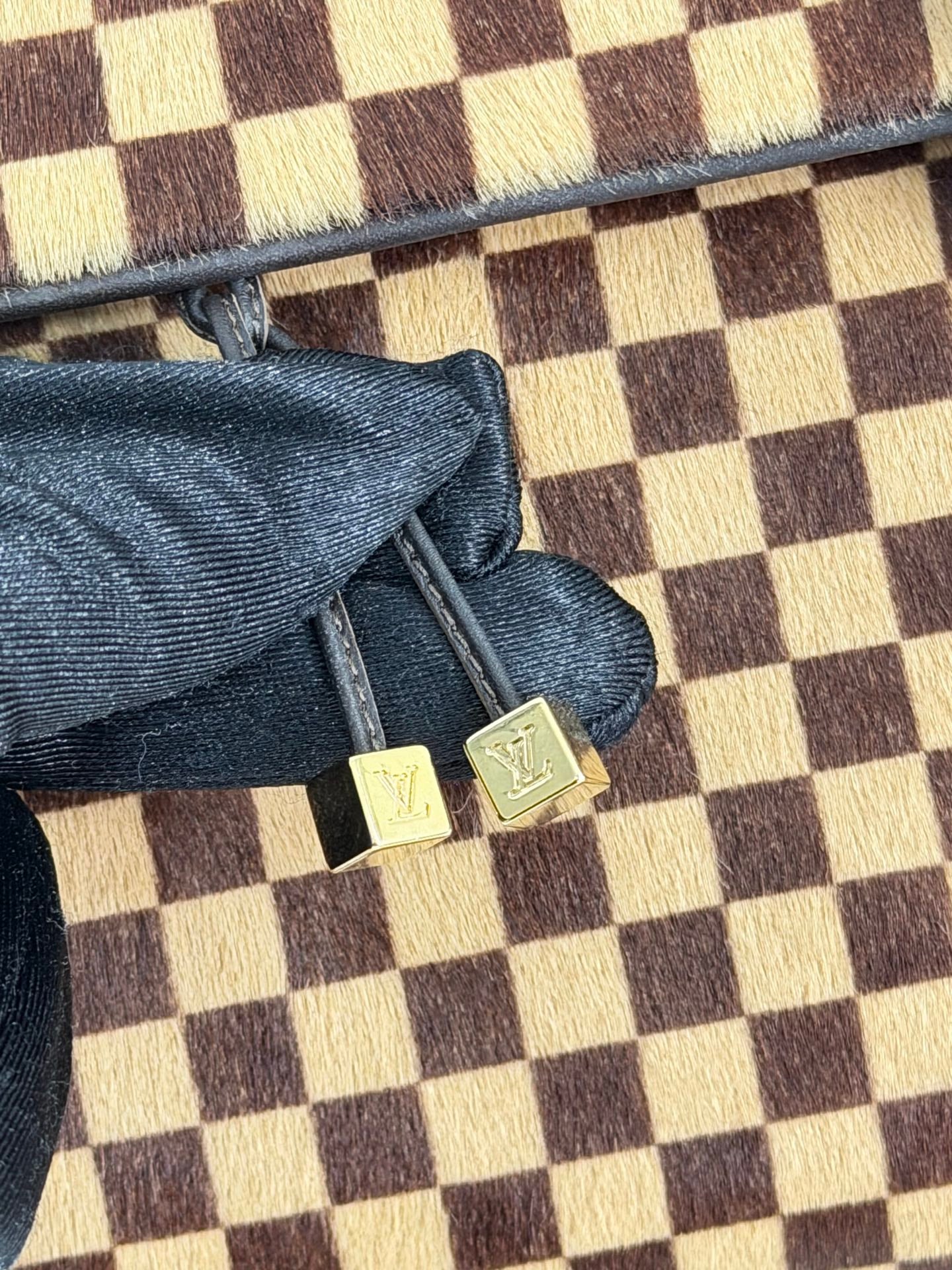 LOUIS VUITTON Damier Fur Handbag