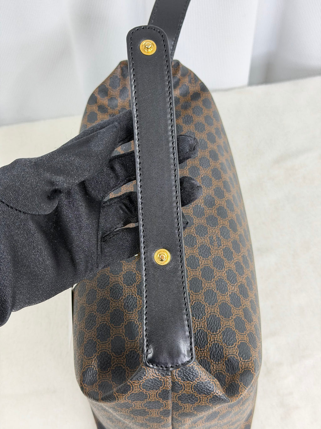 CELINE Macadam Vinyl Handbag