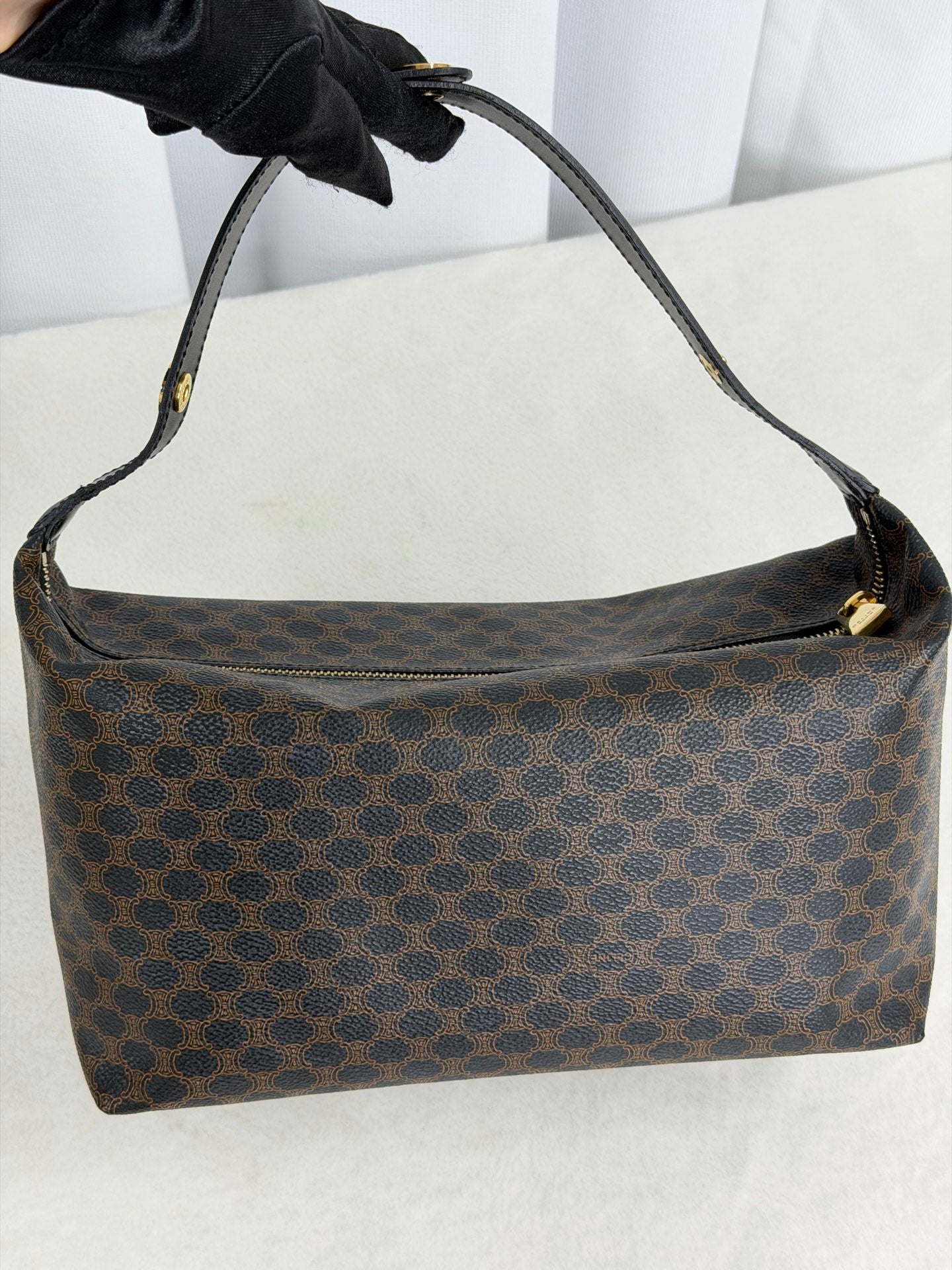 CELINE Macadam Vinyl Handbag