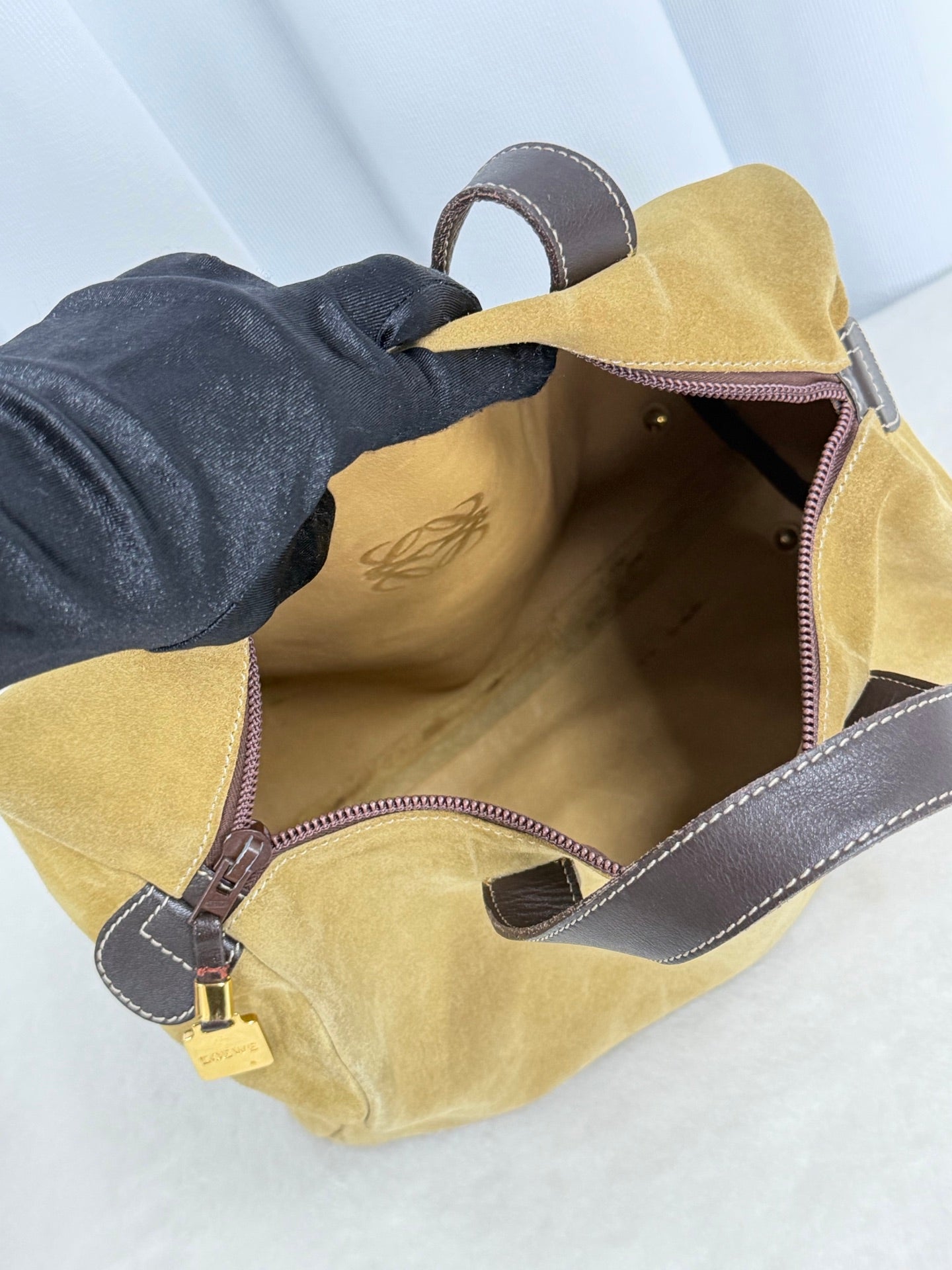 LOEWE Suede Boston Handbag