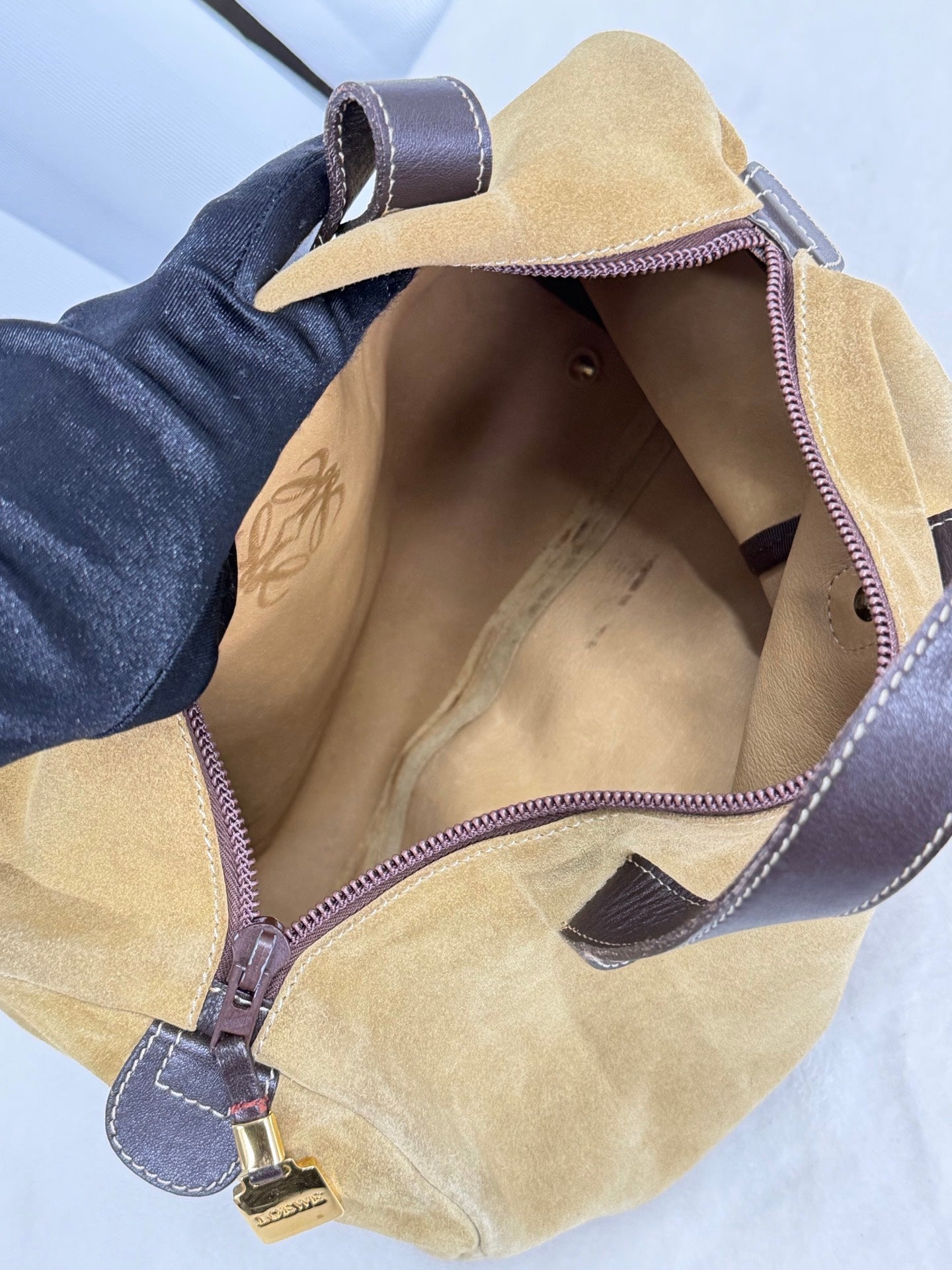 LOEWE Suede Boston Handbag
