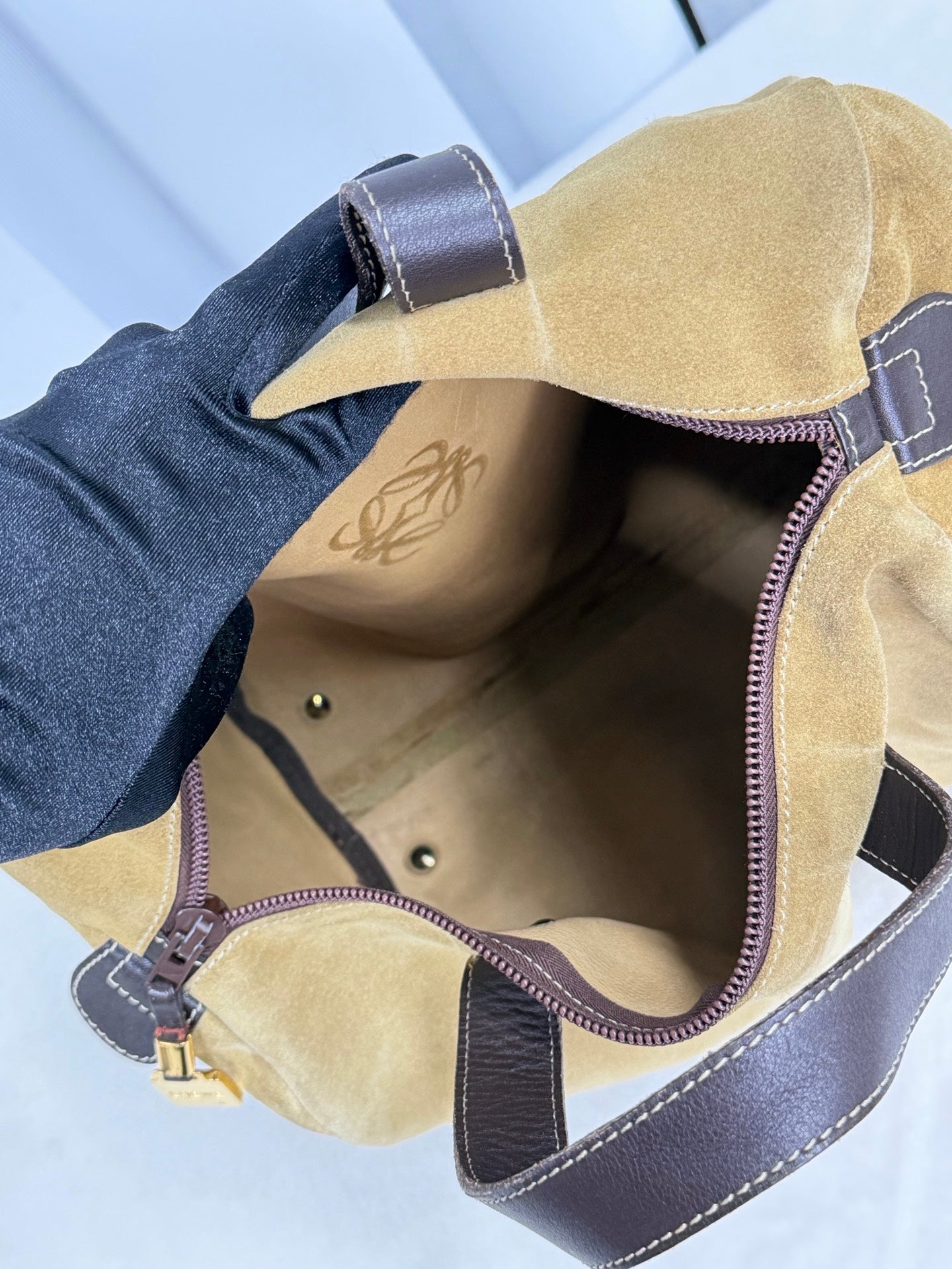 LOEWE Suede Boston Handbag