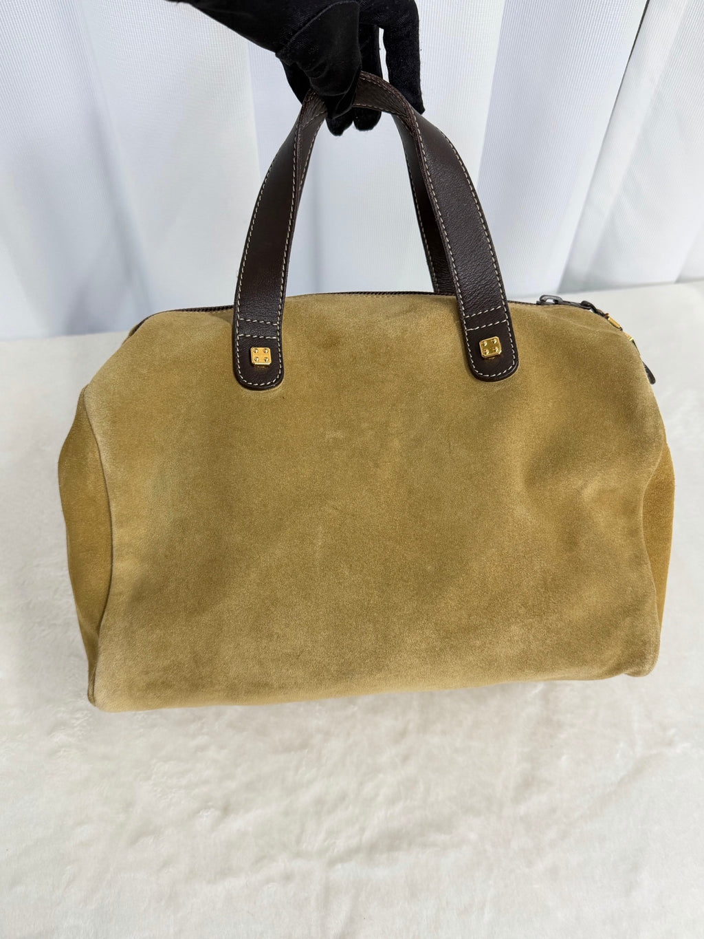 LOEWE Suede Boston Handbag