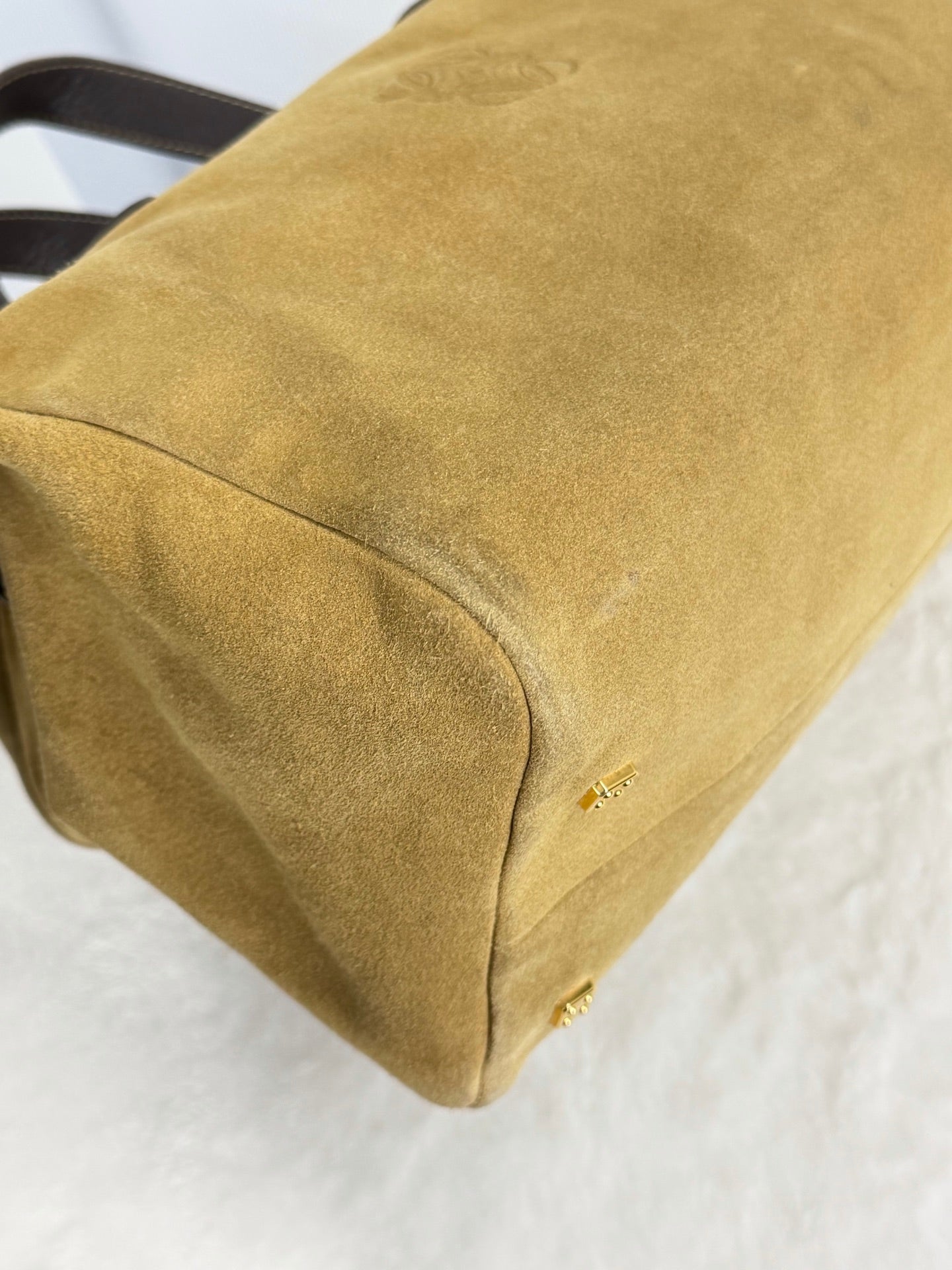 LOEWE Suede Boston Handbag