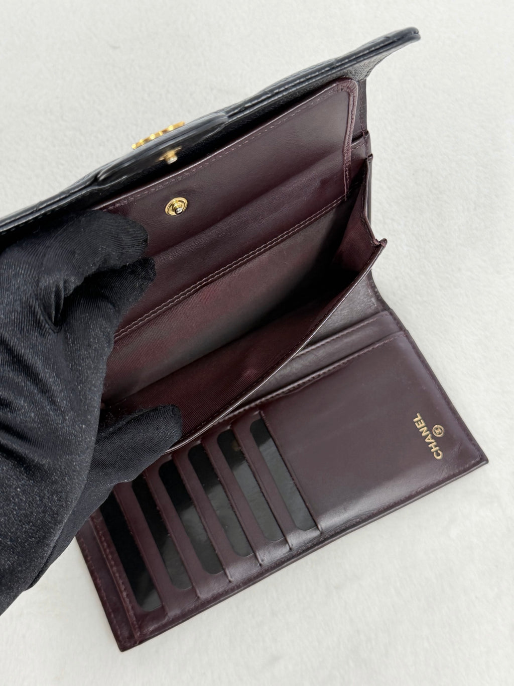 CHANEL Cavier Stitches Trifold Wallet